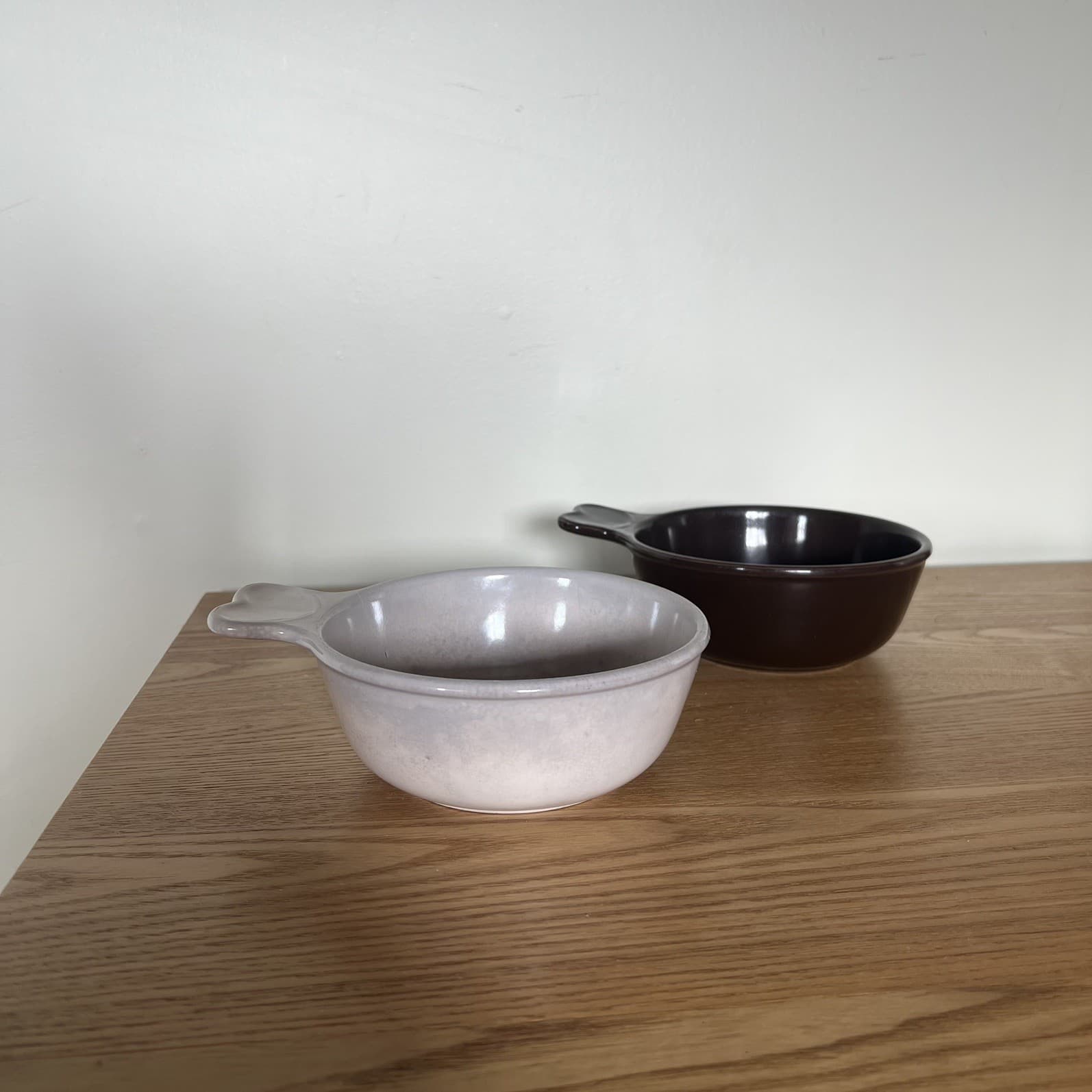 Vintage 70s Japan Stoneware Soup Bowls Set 2 Tonsui Single Handle Cereal Meal — photo 6 of 12