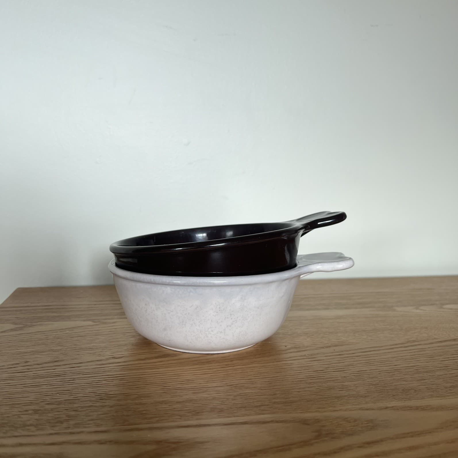 Vintage 70s Japan Stoneware Soup Bowls Set 2 Tonsui Single Handle Cereal Meal — photo 8 of 12