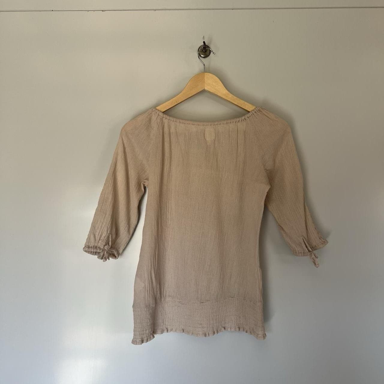Cream Muslin Cotton Blouse 10 Cottagecore Prairie Romantic Boho Embroidered — photo 5 of 8