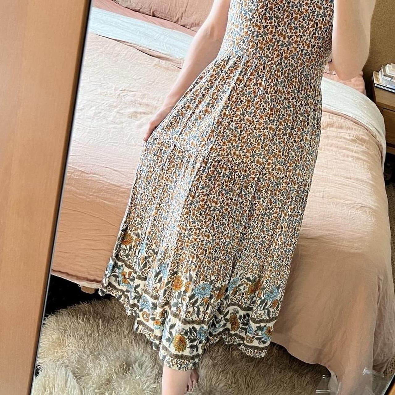 Yours Truly Floral Maxi Dress 8 S Border Print Boho Festival Rayon Spell Style — photo 2 of 8