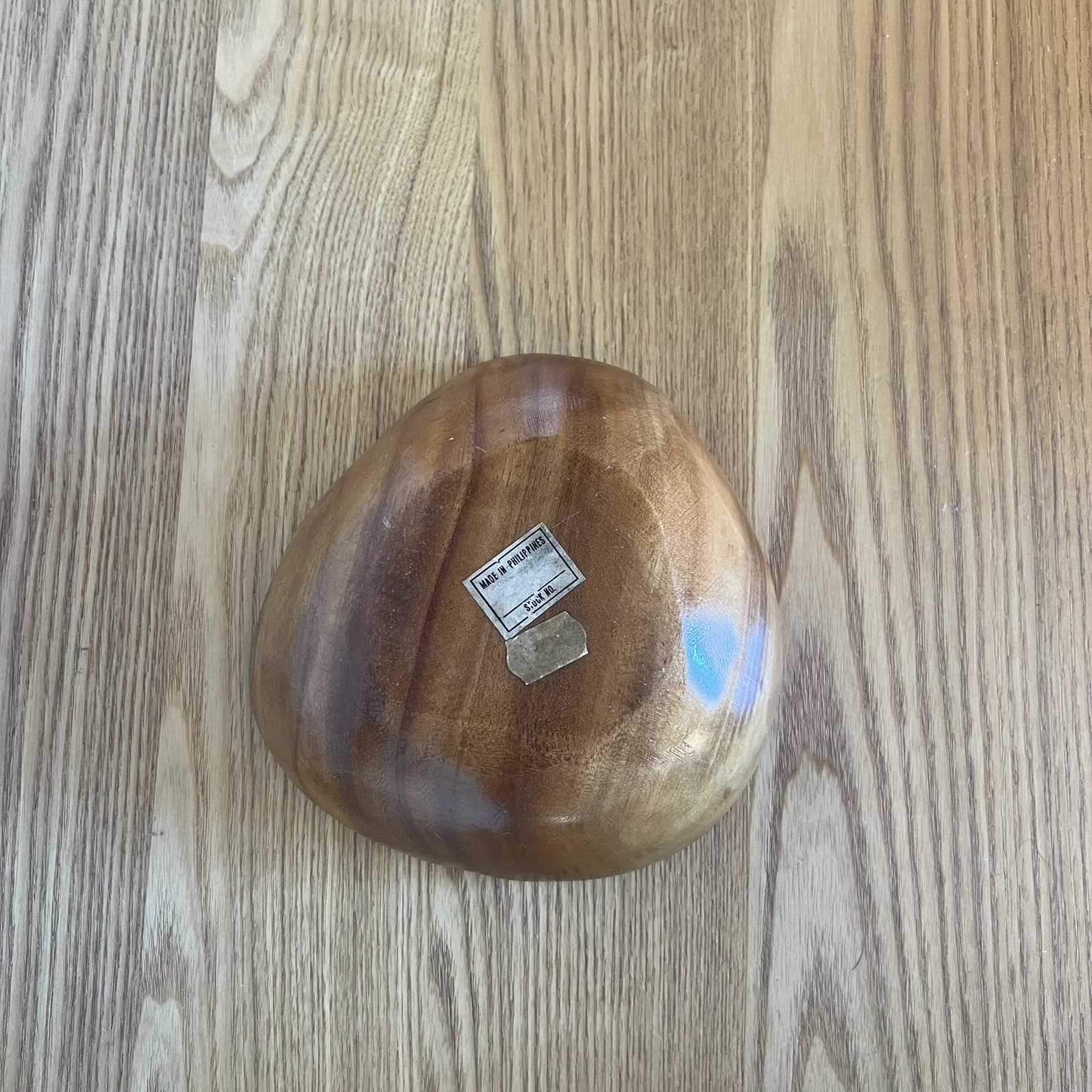 Vintage Monkey Pod Wooden Bowl Triangular Mid Century Montessori Sorting Dish — photo 4 of 7