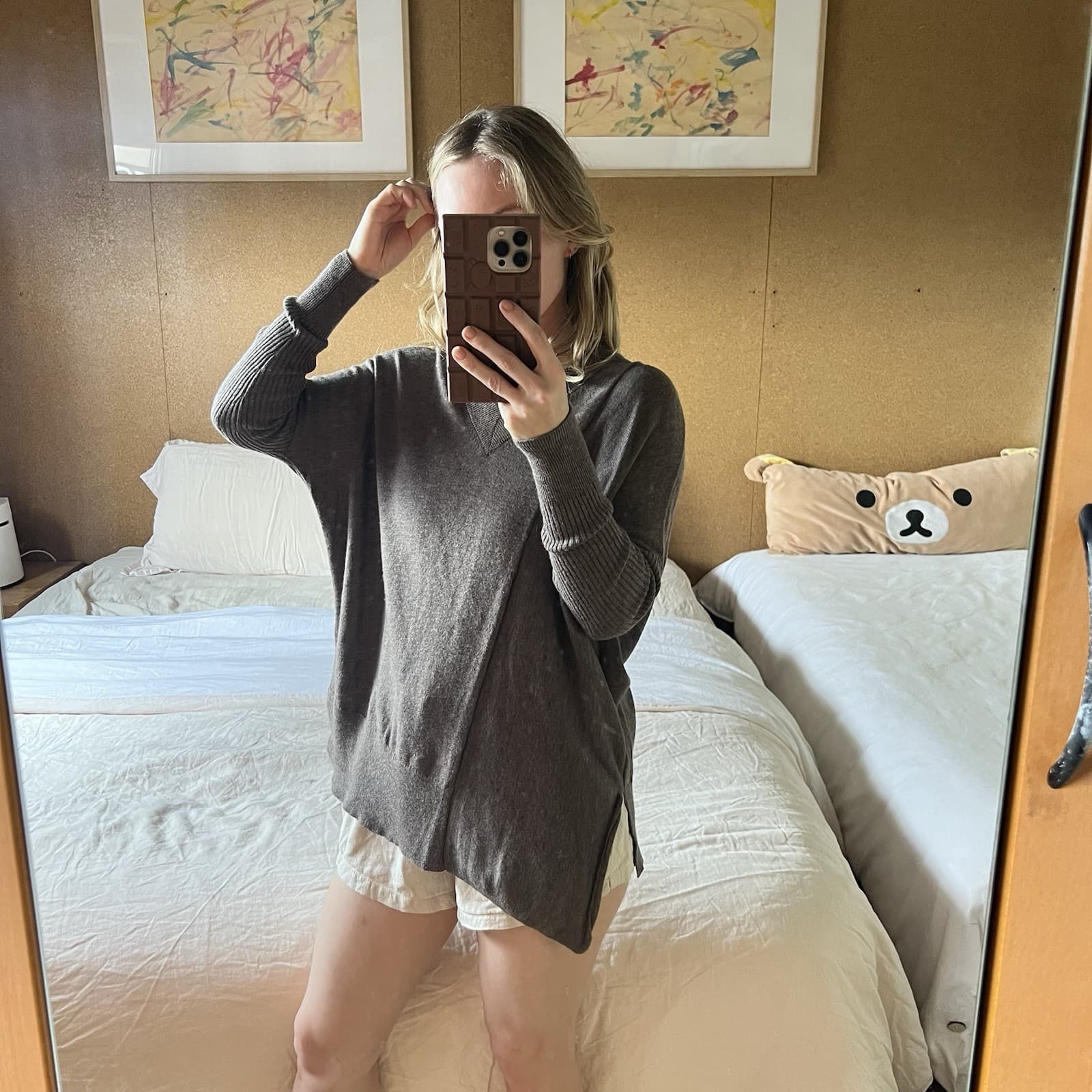 Lounge The Label Wool Cashmere Blend Knit Jumper Brown Marle Asymmetric S — photo 1 of 10
