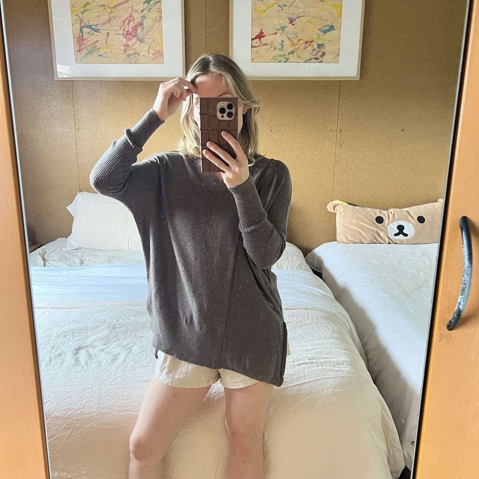 Lounge The Label Wool Cashmere Blend Knit Jumper Brown Marle Asymmetric S — photo 2 of 10