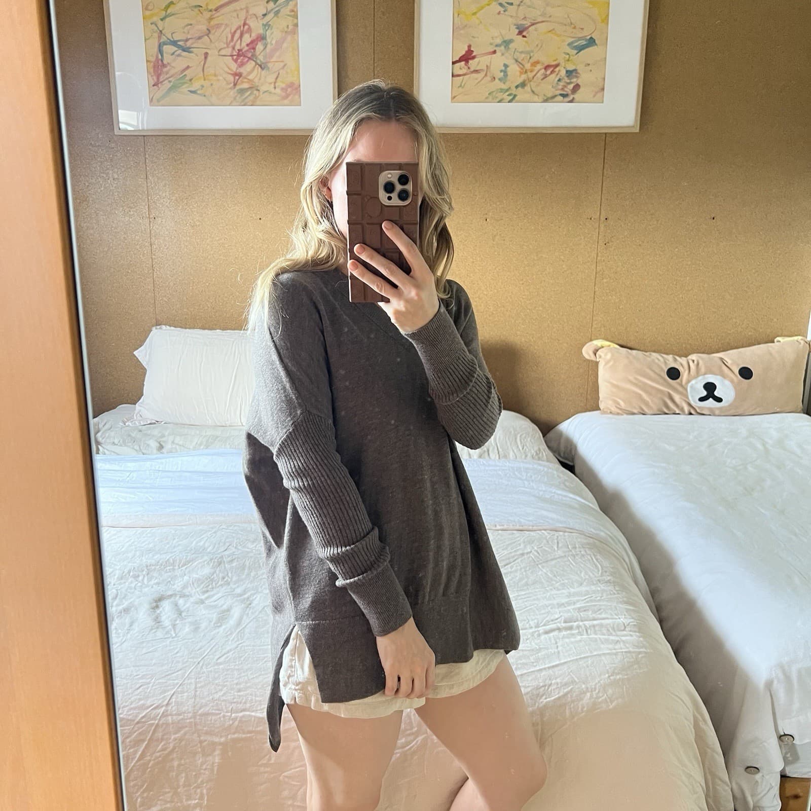 Lounge The Label Wool Cashmere Blend Knit Jumper Brown Marle Asymmetric S — photo 3 of 10