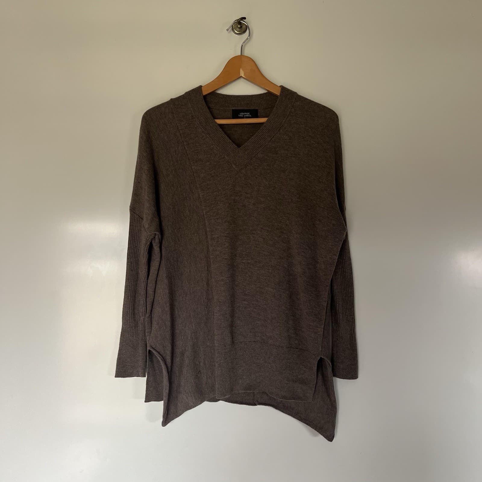 Lounge The Label Wool Cashmere Blend Knit Jumper Brown Marle Asymmetric S — photo 5 of 10