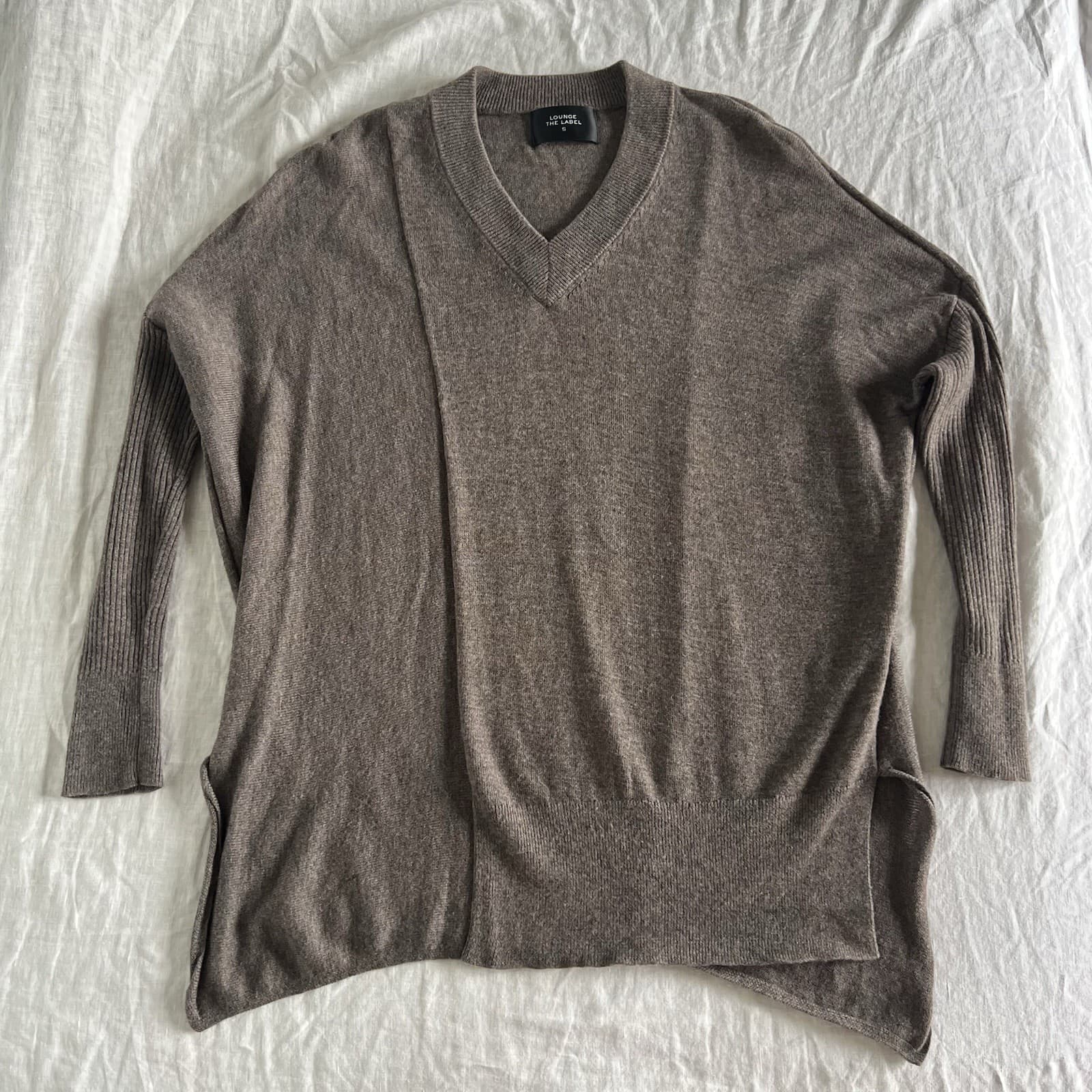 Lounge The Label Wool Cashmere Blend Knit Jumper Brown Marle Asymmetric S — photo 7 of 10