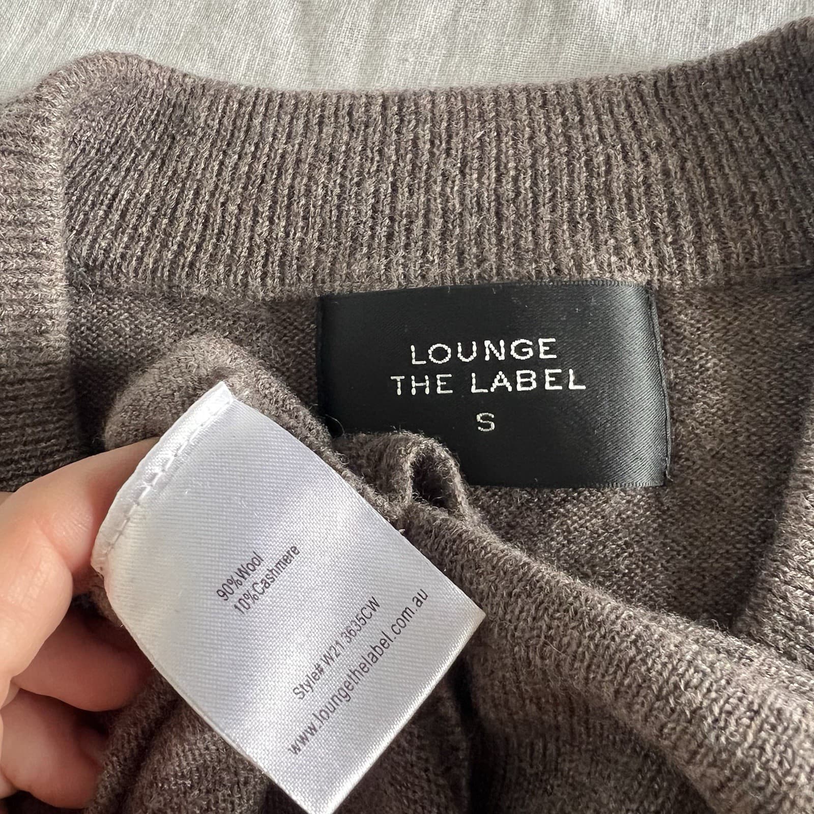Lounge The Label Wool Cashmere Blend Knit Jumper Brown Marle Asymmetric S — photo 10 of 10