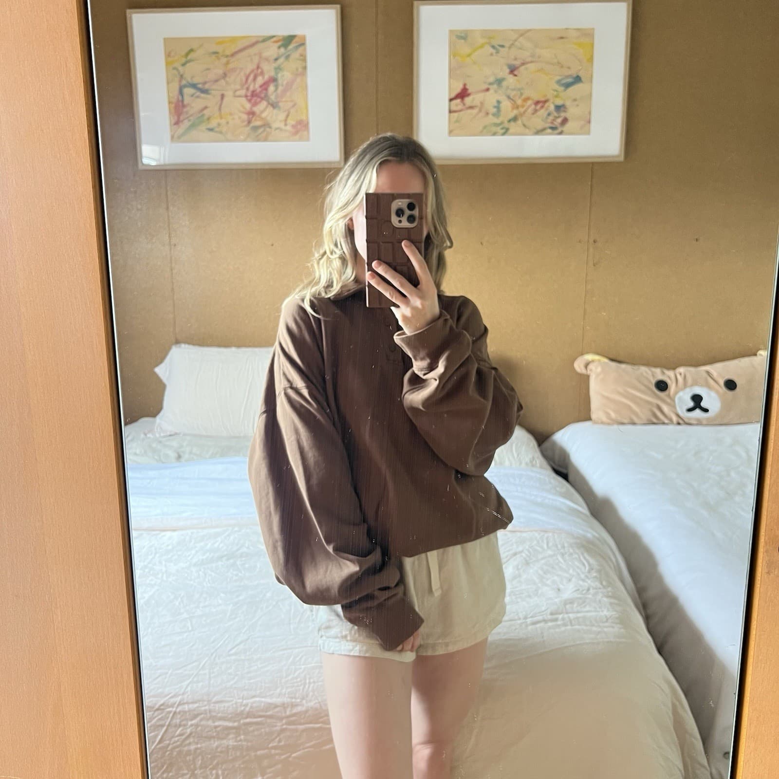 Brandy Melville Brown Archer Sweatshirt Polo Collared Oversized Jumper Pullover — photo 1 of 12