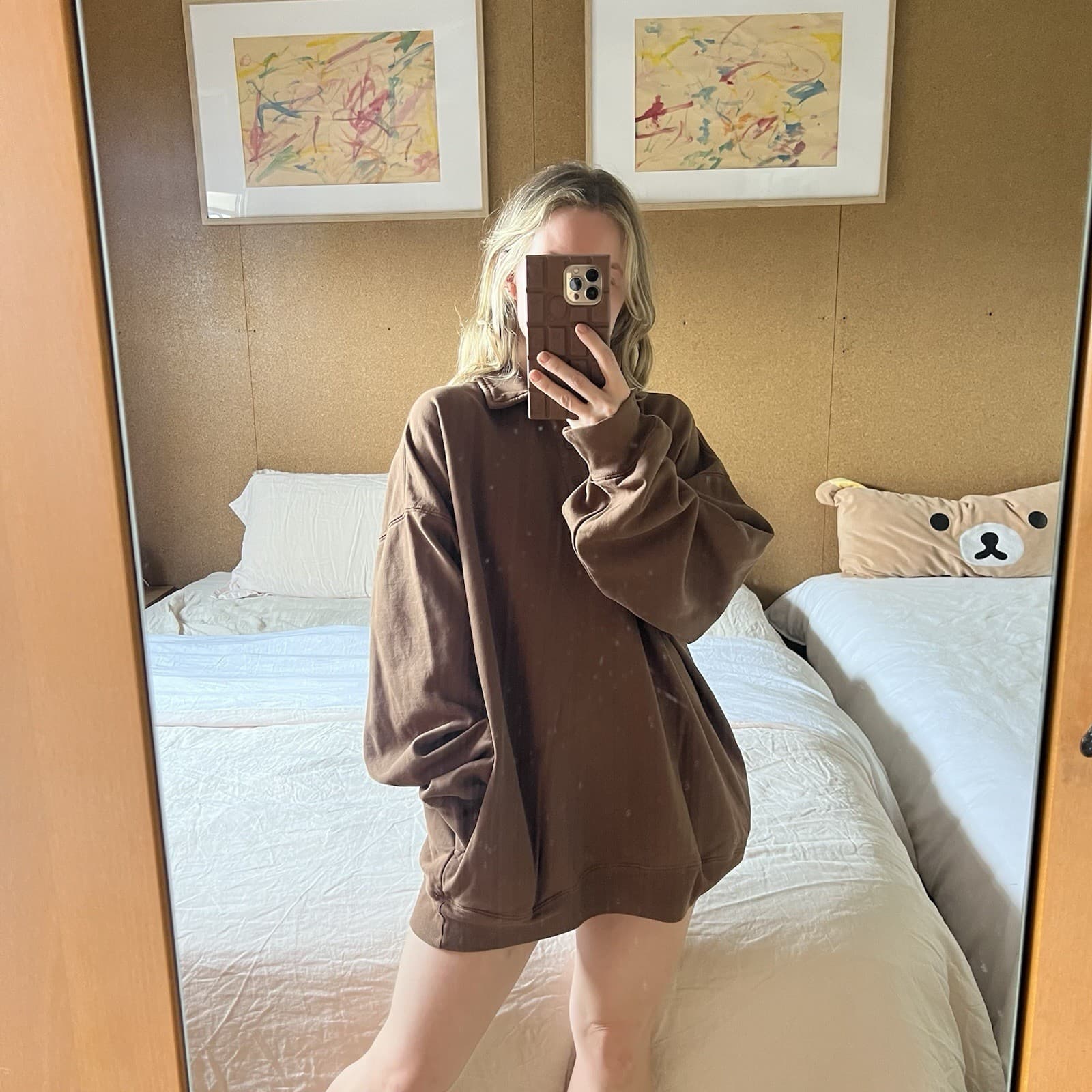 Brandy Melville Brown Archer Sweatshirt Polo Collared Oversized Jumper Pullover — photo 12 of 12