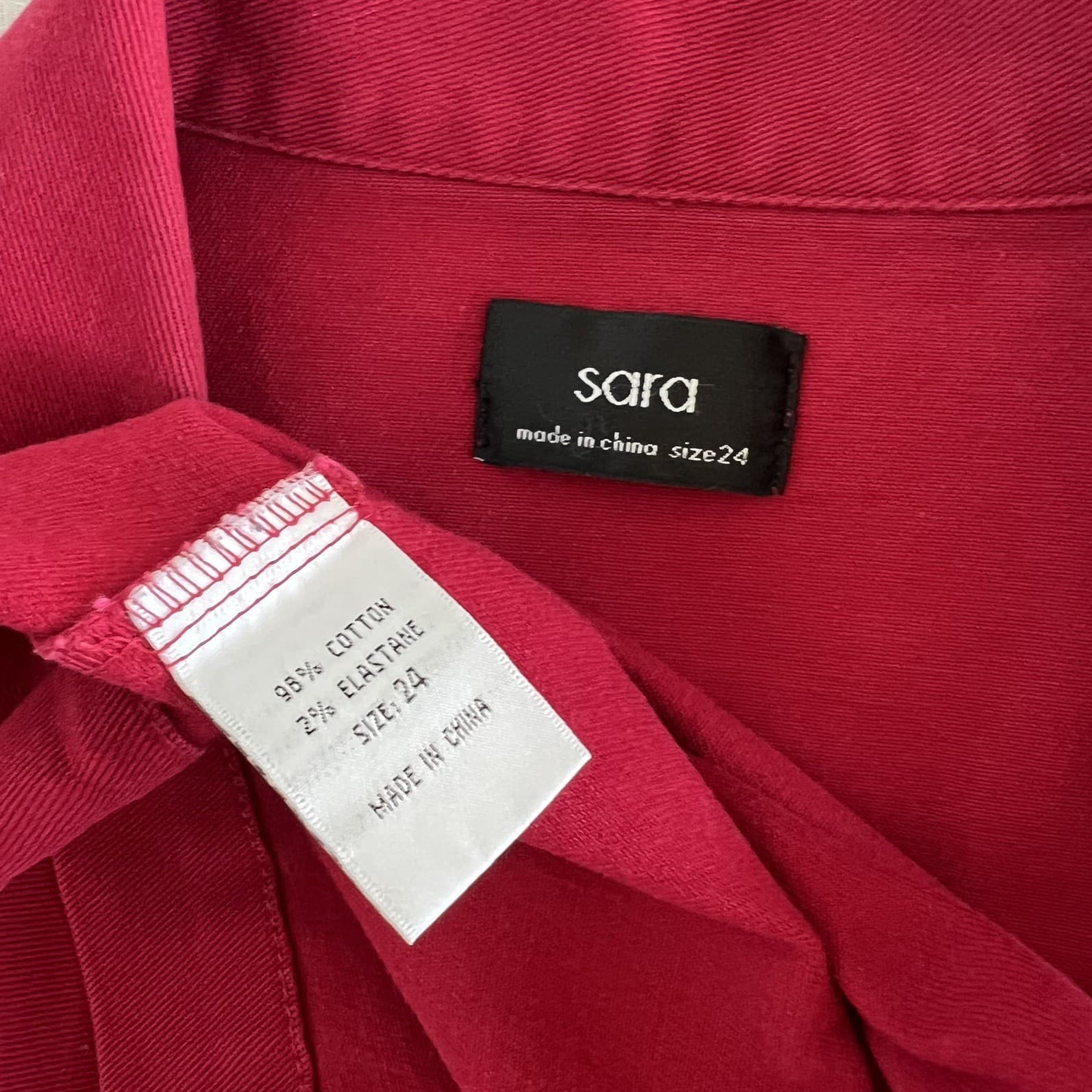 Vintage Sara Red Cotton Chore Coat Jacket Shacket French Workwear Prairie 3XL — photo 7 of 9