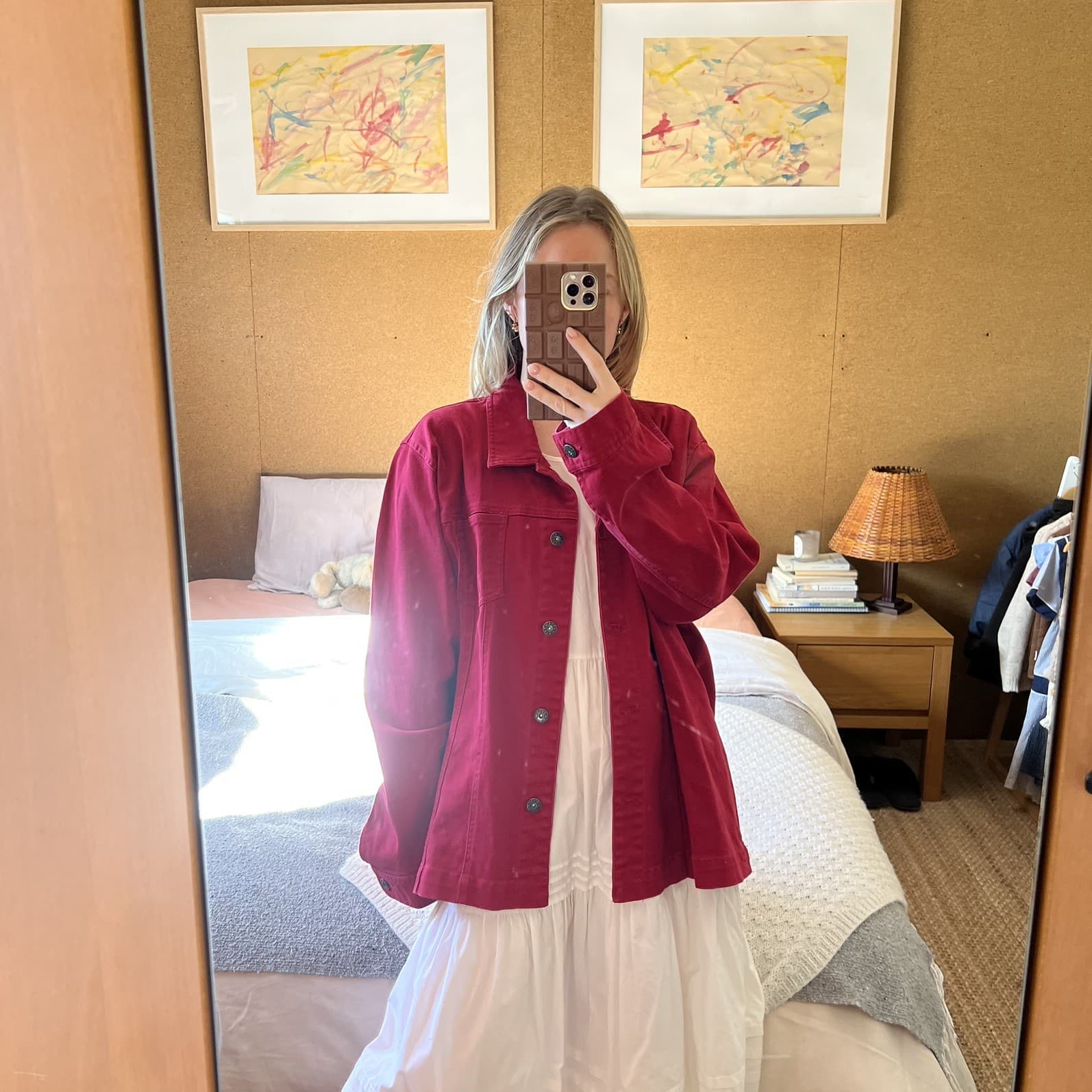 Vintage Sara Red Cotton Chore Coat Jacket Shacket French Workwear Prairie 3XL — photo 9 of 9