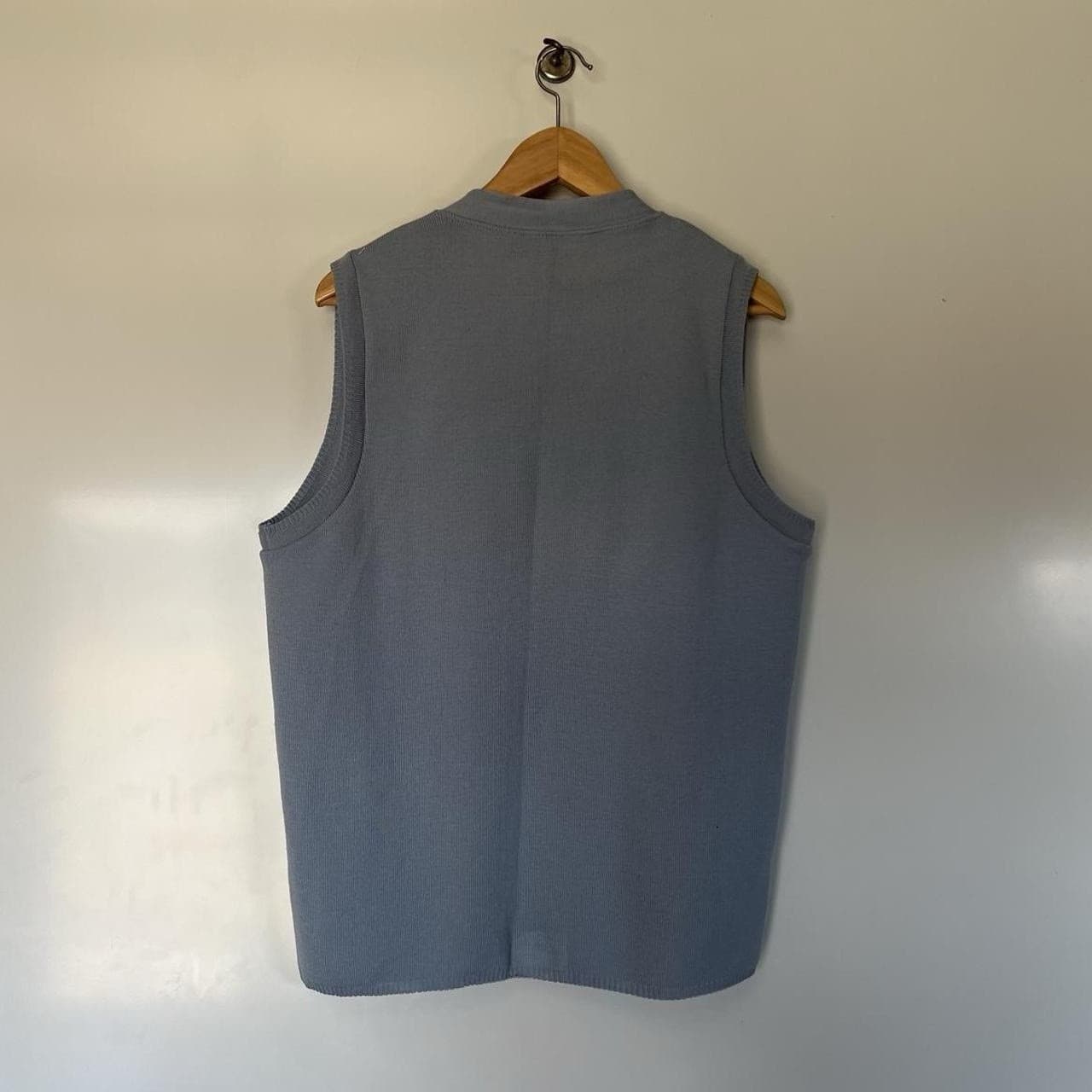 Vintage Baby Blue Pure Wool Knit Vest Button 90s Heirloom Cottagecore Prairie — photo 6 of 8