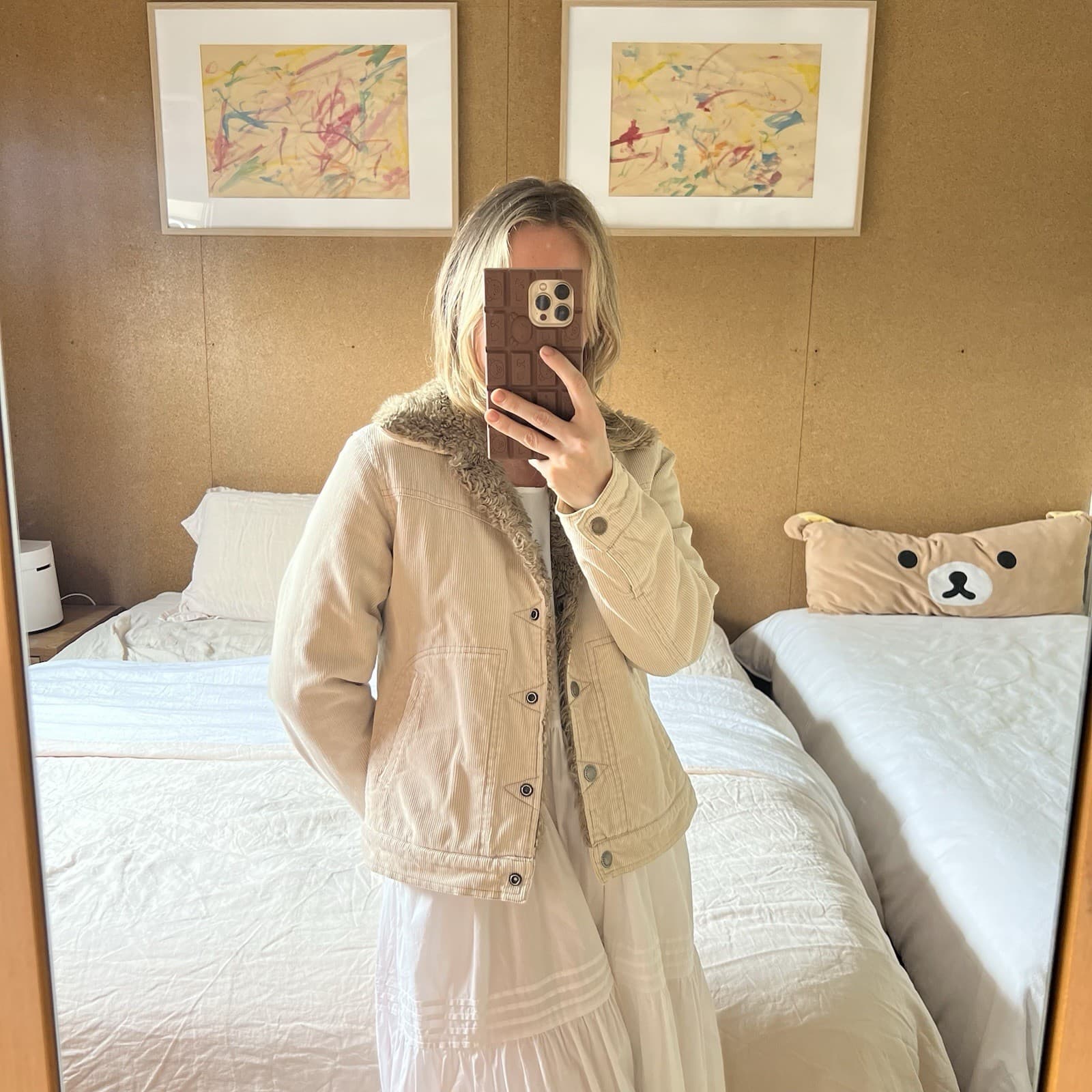 Vintage Cream Corduroy Sherpa Barn Jacket Prairie Heirloom Cord Chore Coat 10 — photo 2 of 8