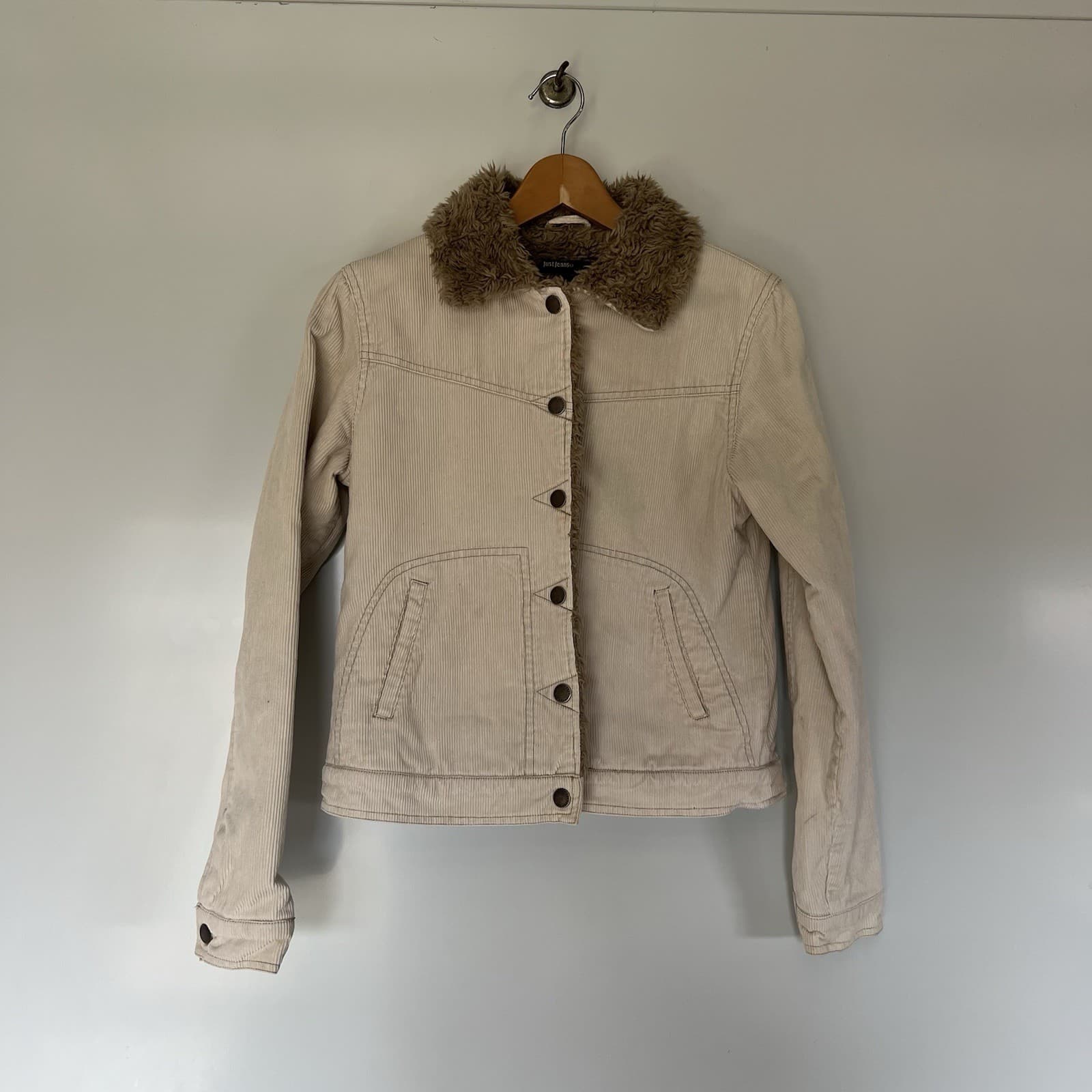 Vintage Cream Corduroy Sherpa Barn Jacket Prairie Heirloom Cord Chore Coat 10 — photo 4 of 8