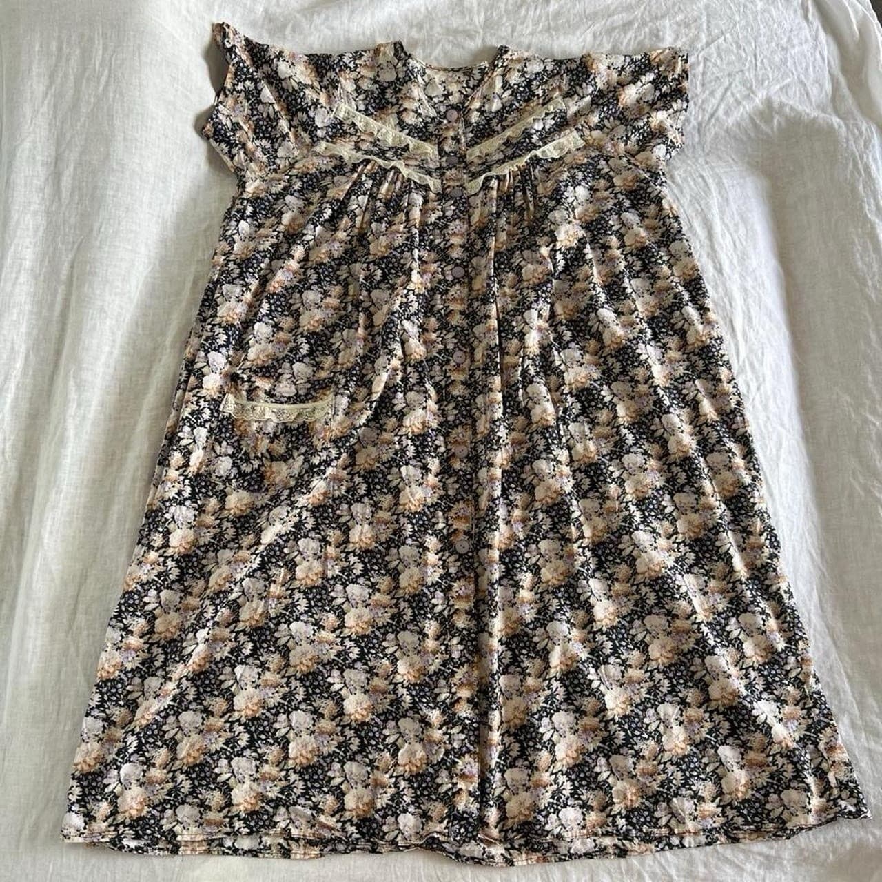 Handmade Floral Lace Trim Prairie Nightie Dress Vintage Cottagecore Heirloom XL — photo 4 of 7