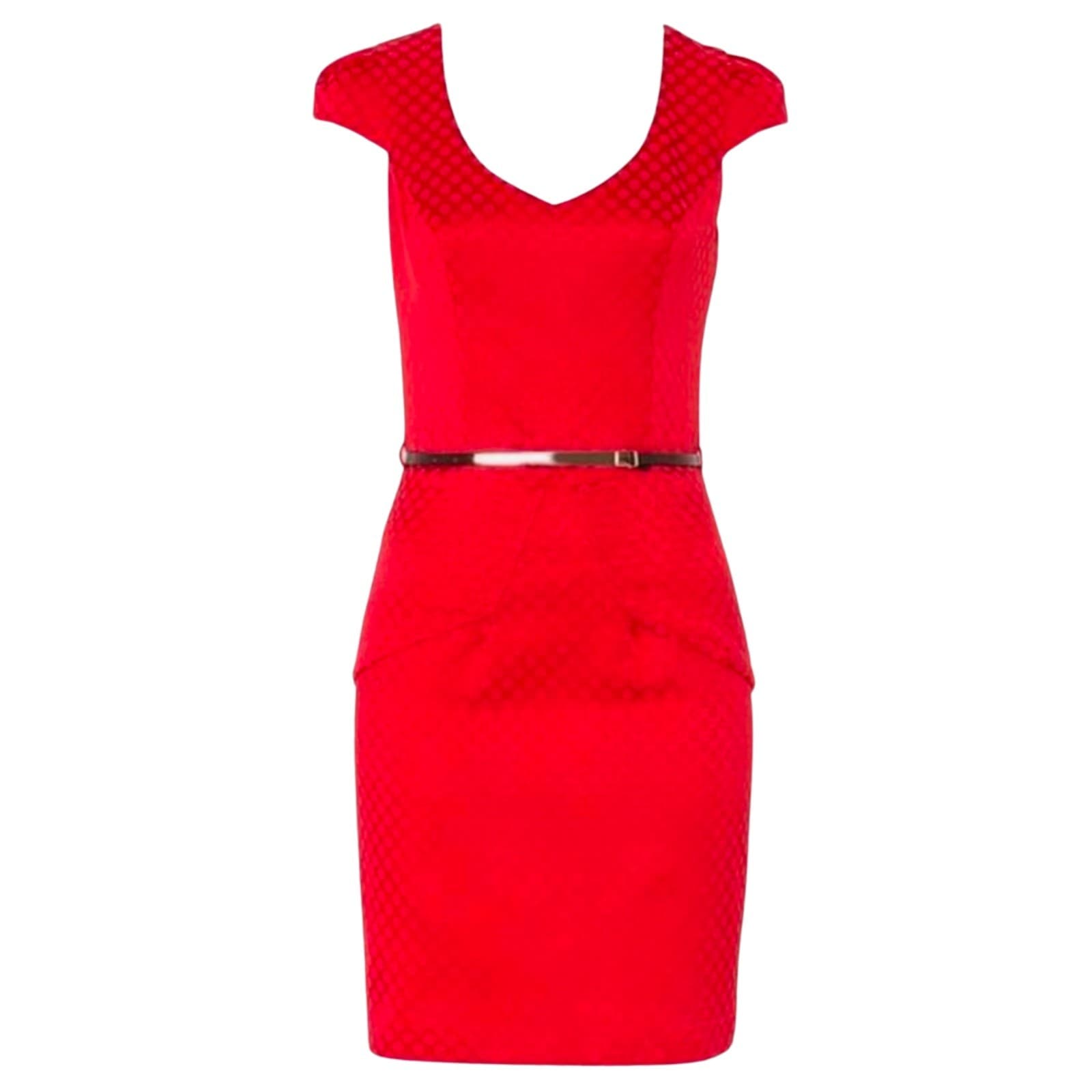 Review Red Peplum Pencil Dress Cocktail Office Work Polka Dot Size 8 AUS 4 US — photo 1 of 8