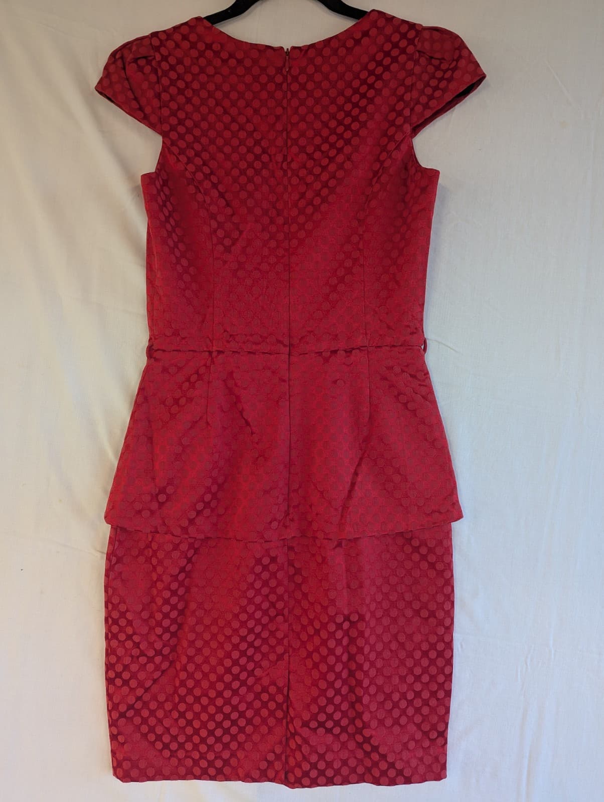 Review Red Peplum Pencil Dress Cocktail Office Work Polka Dot Size 8 AUS 4 US — photo 8 of 8