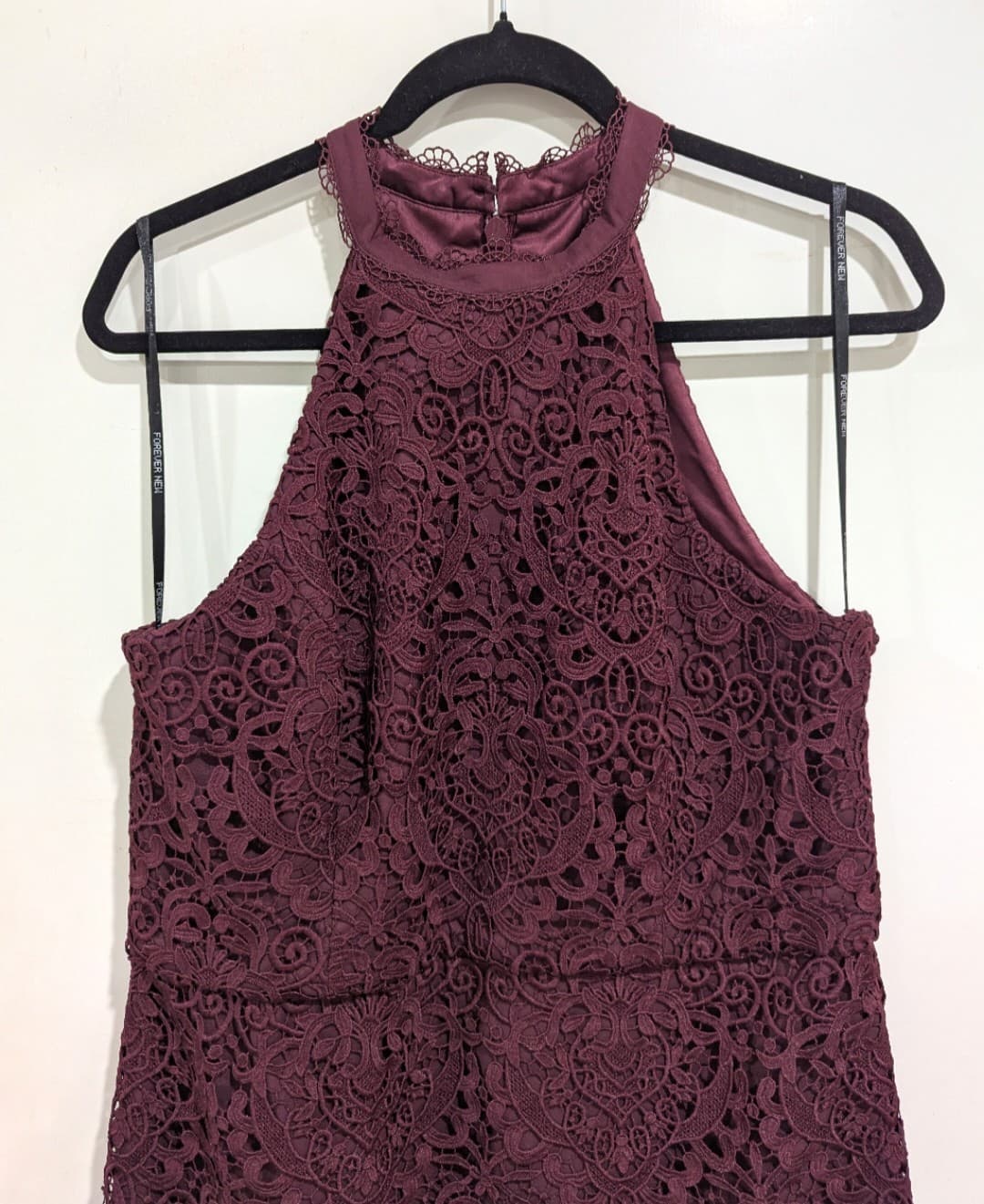 Forever New Dress Burgundy Purple Halter Cocktail Wedding Lace Plus Size Au 16 — photo 4 of 7