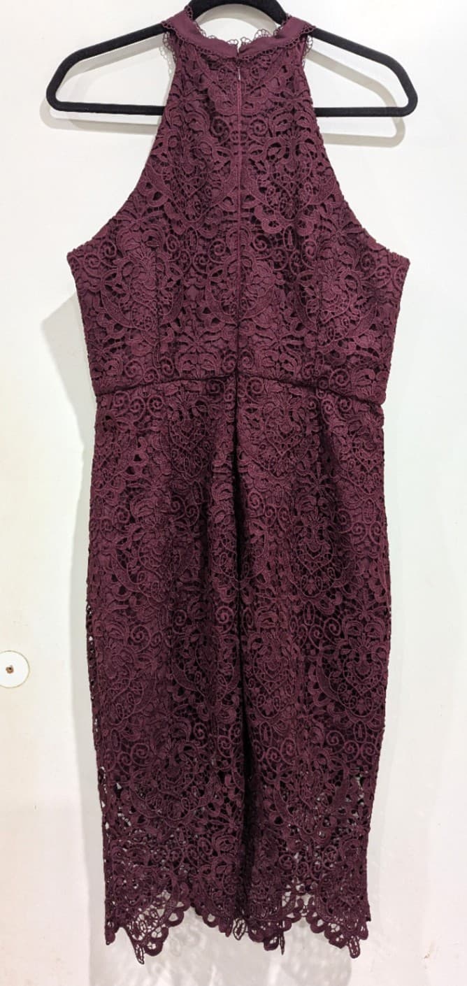 Forever New Dress Burgundy Purple Halter Cocktail Wedding Lace Plus Size Au 16 — photo 5 of 7