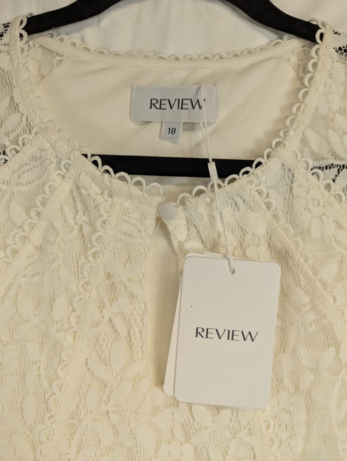 Review White Lace Shift Dress Cocktail Wedding Lace NWT Plus Size 18 US 14 — photo 4 of 12