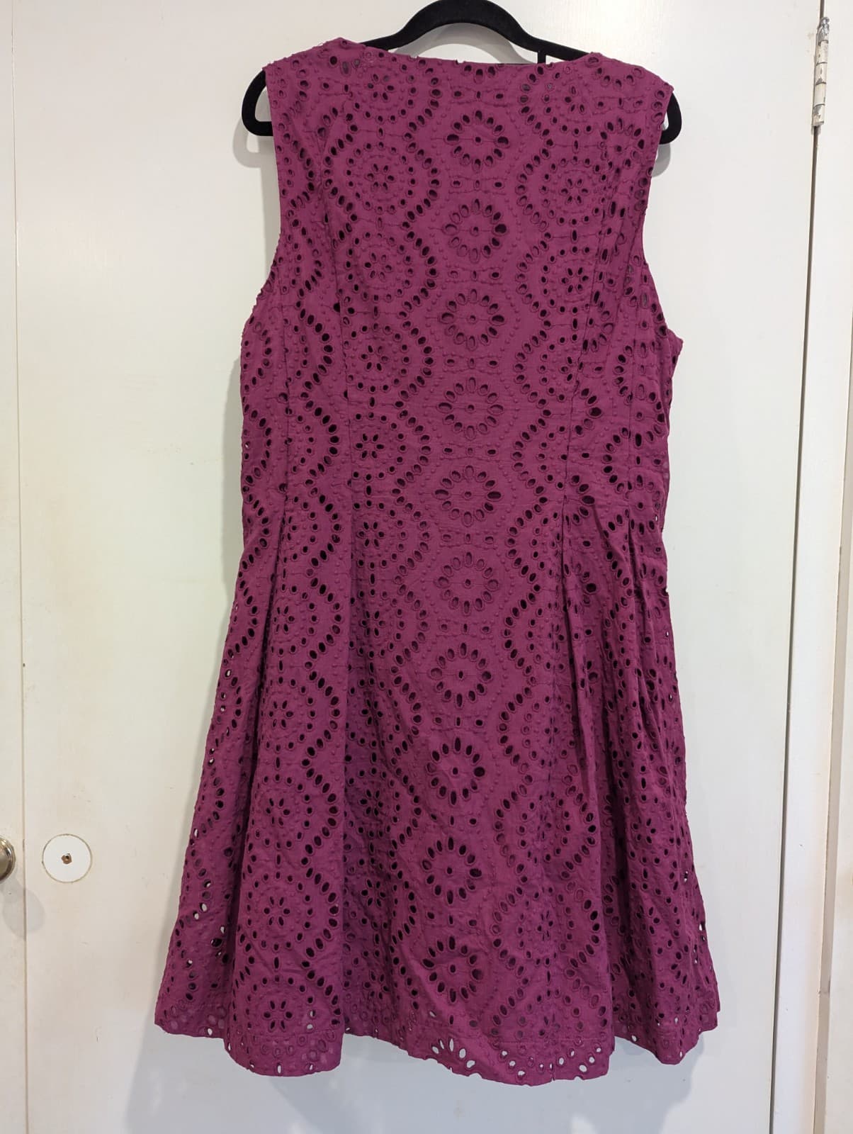 Portmans Dress Broderie Anglaise Zip Front Fit Flare Purple Cotton AUS 10 US 6 — photo 5 of 6