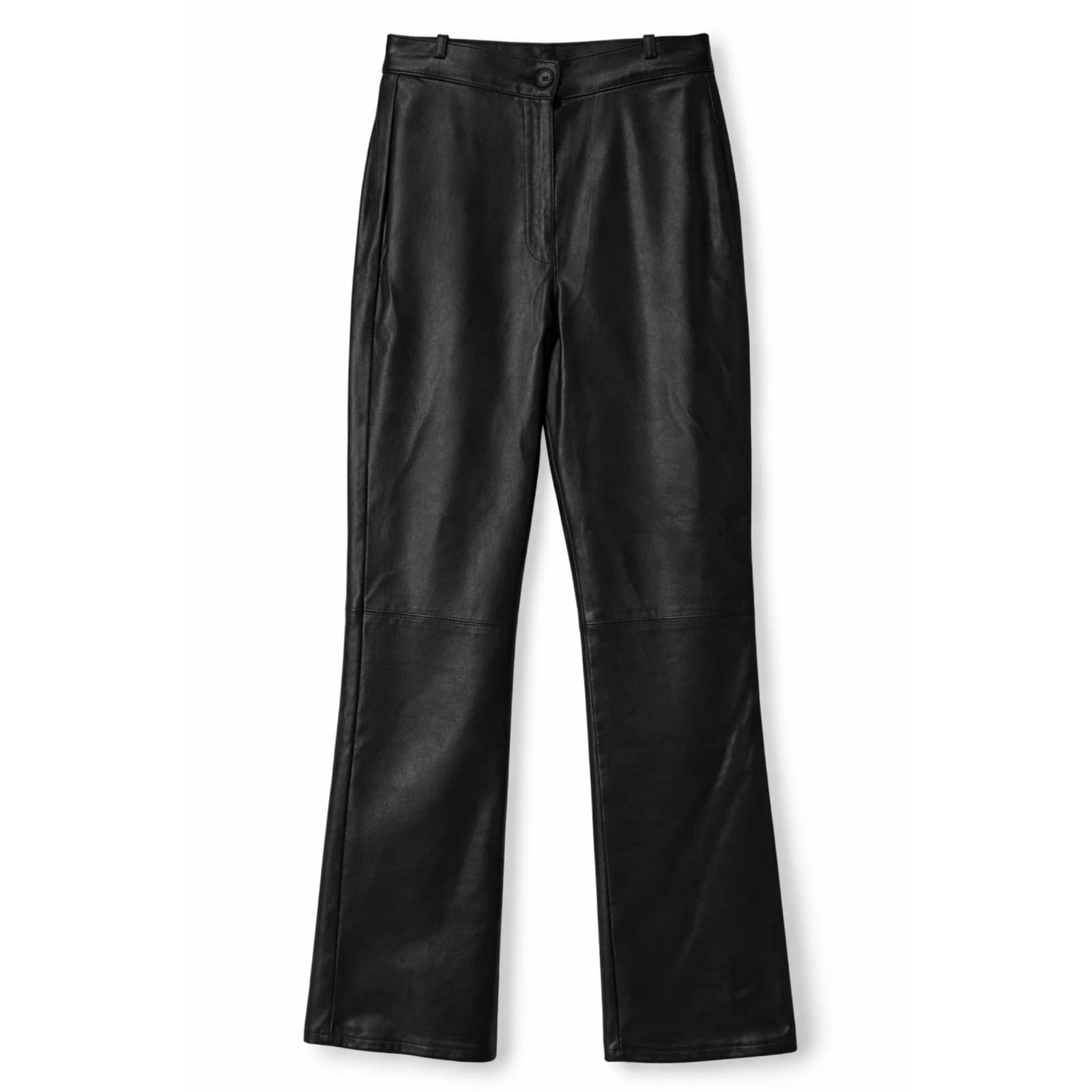 Marks Spencer Black Faux Leather Pants Straight Leg Mid Rise Size UK 10 AU 8 — photo 1 of 11