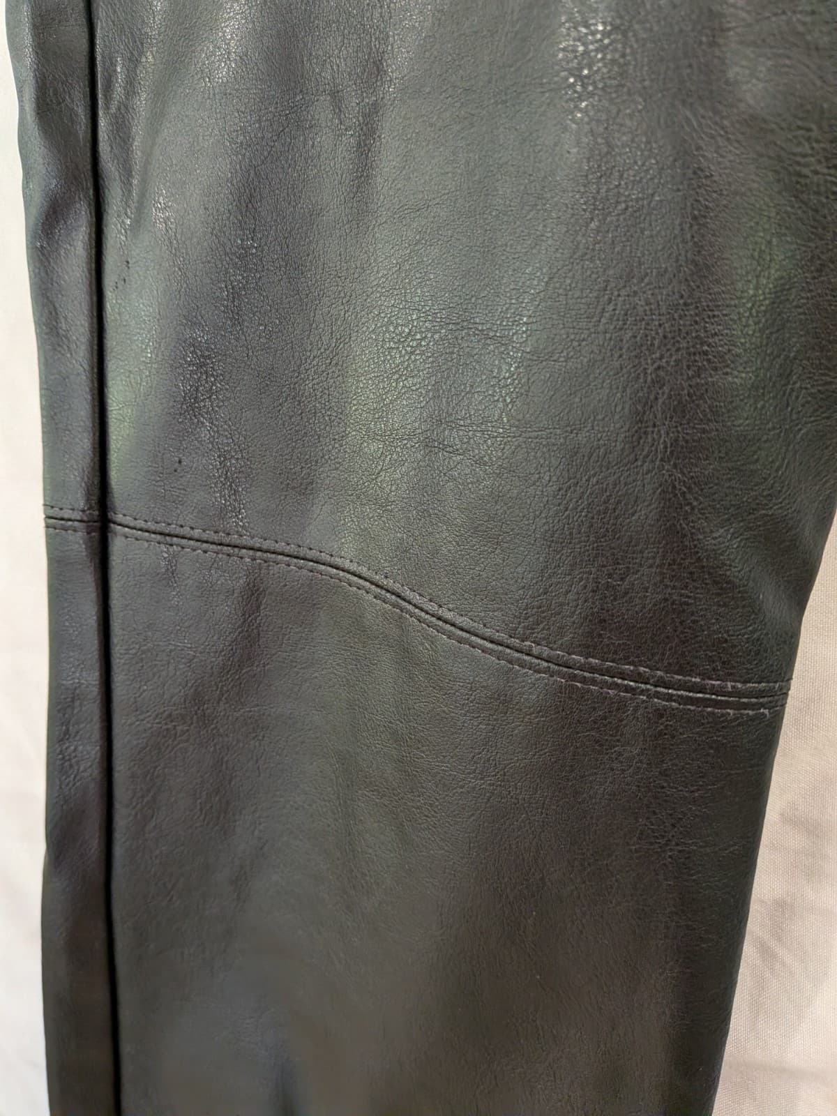 Marks Spencer Black Faux Leather Pants Straight Leg Mid Rise Size UK 10 AU 8 — photo 4 of 11