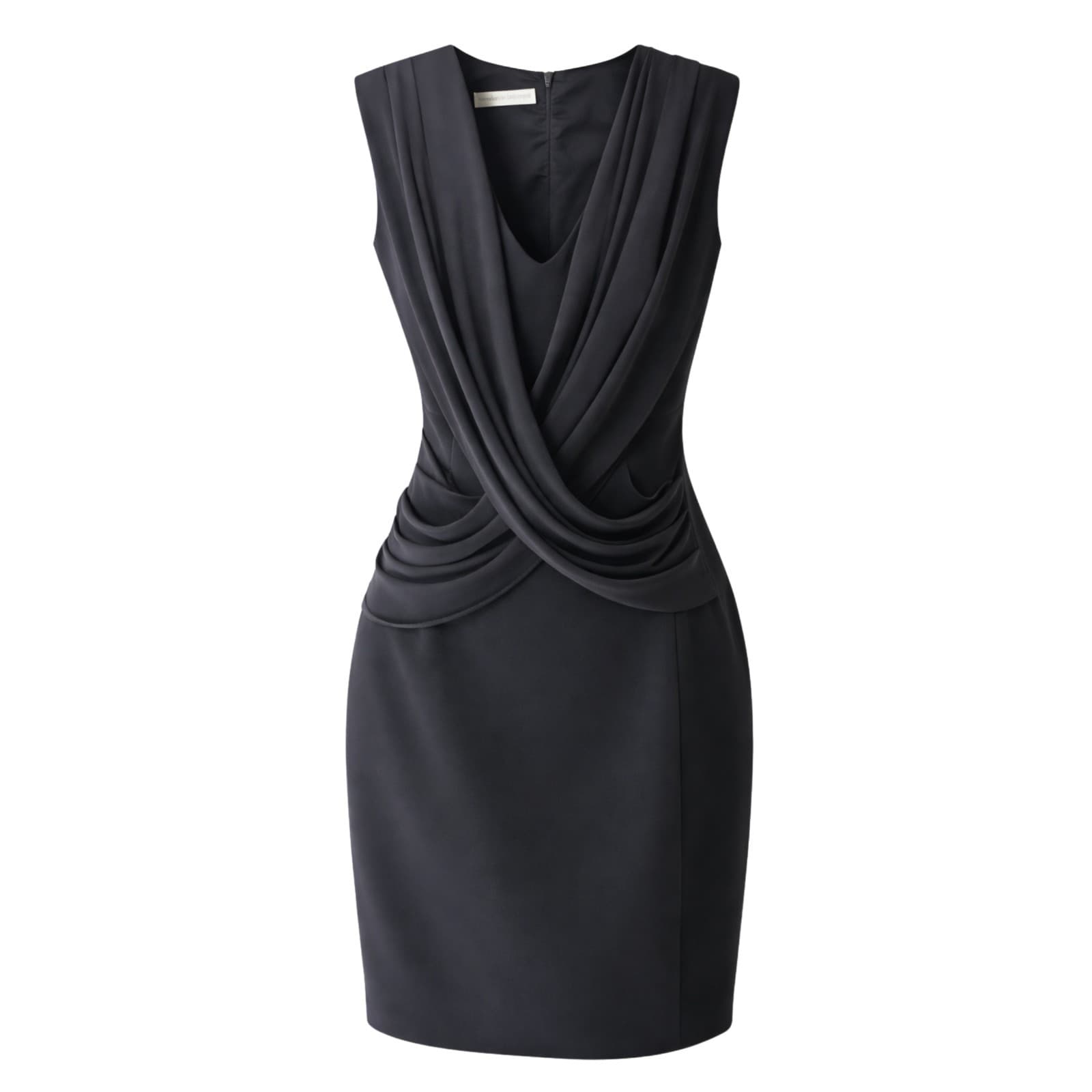 Bianca Spender Carla Zampatti Dress Black Draped V Neck Cocktail Designer AU 8 — photo 1 of 12