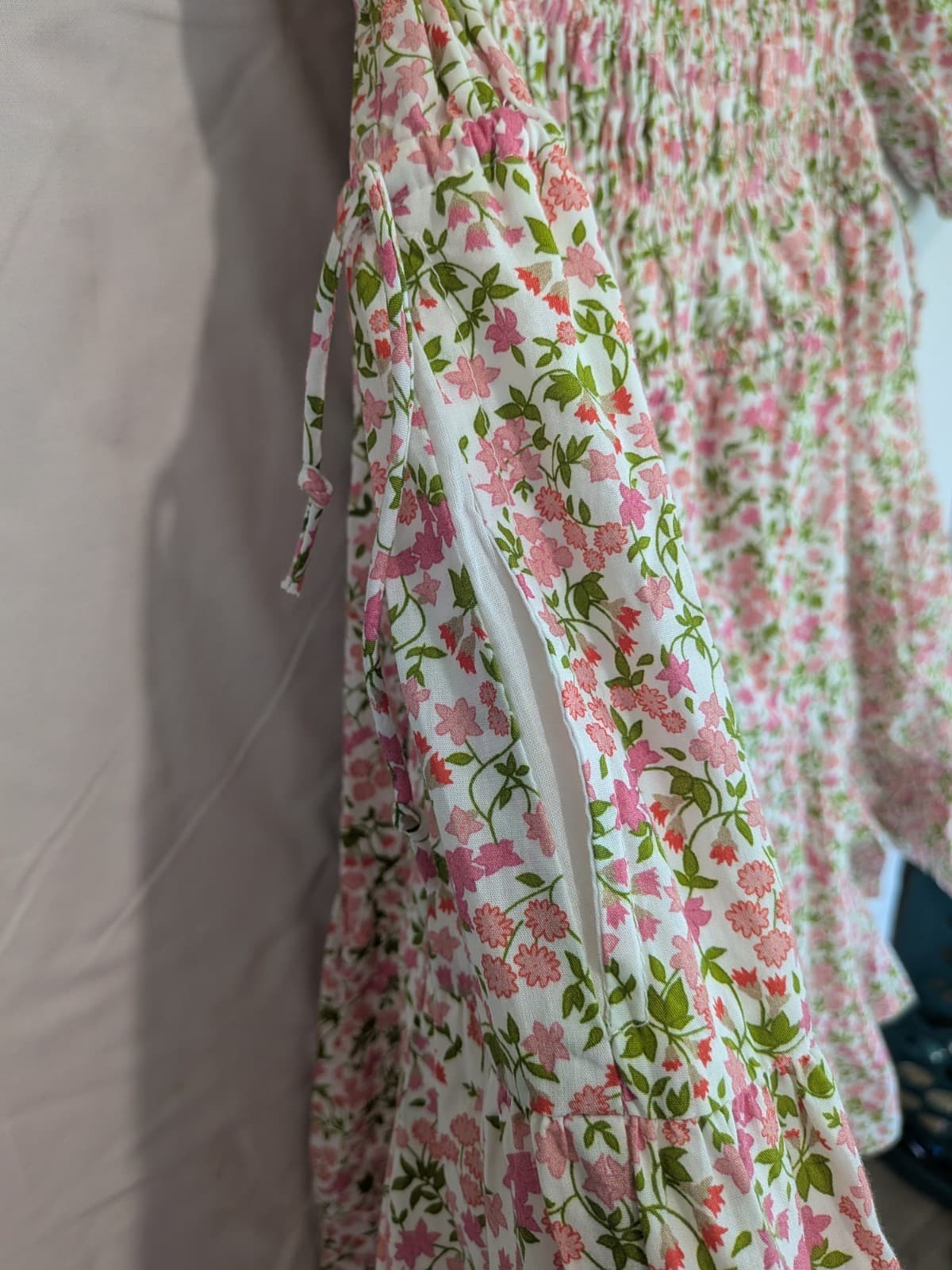Palm Noosa Floral Mini Dress Cotton Smocked Puff Sleeve Summer Resort Size 6 — photo 4 of 10