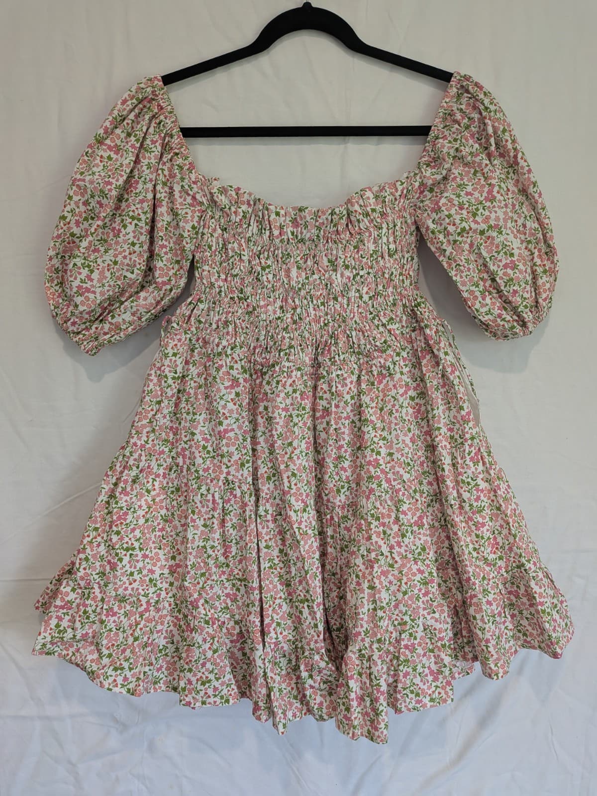 Palm Noosa Floral Mini Dress Cotton Smocked Puff Sleeve Summer Resort Size 6 — photo 10 of 10