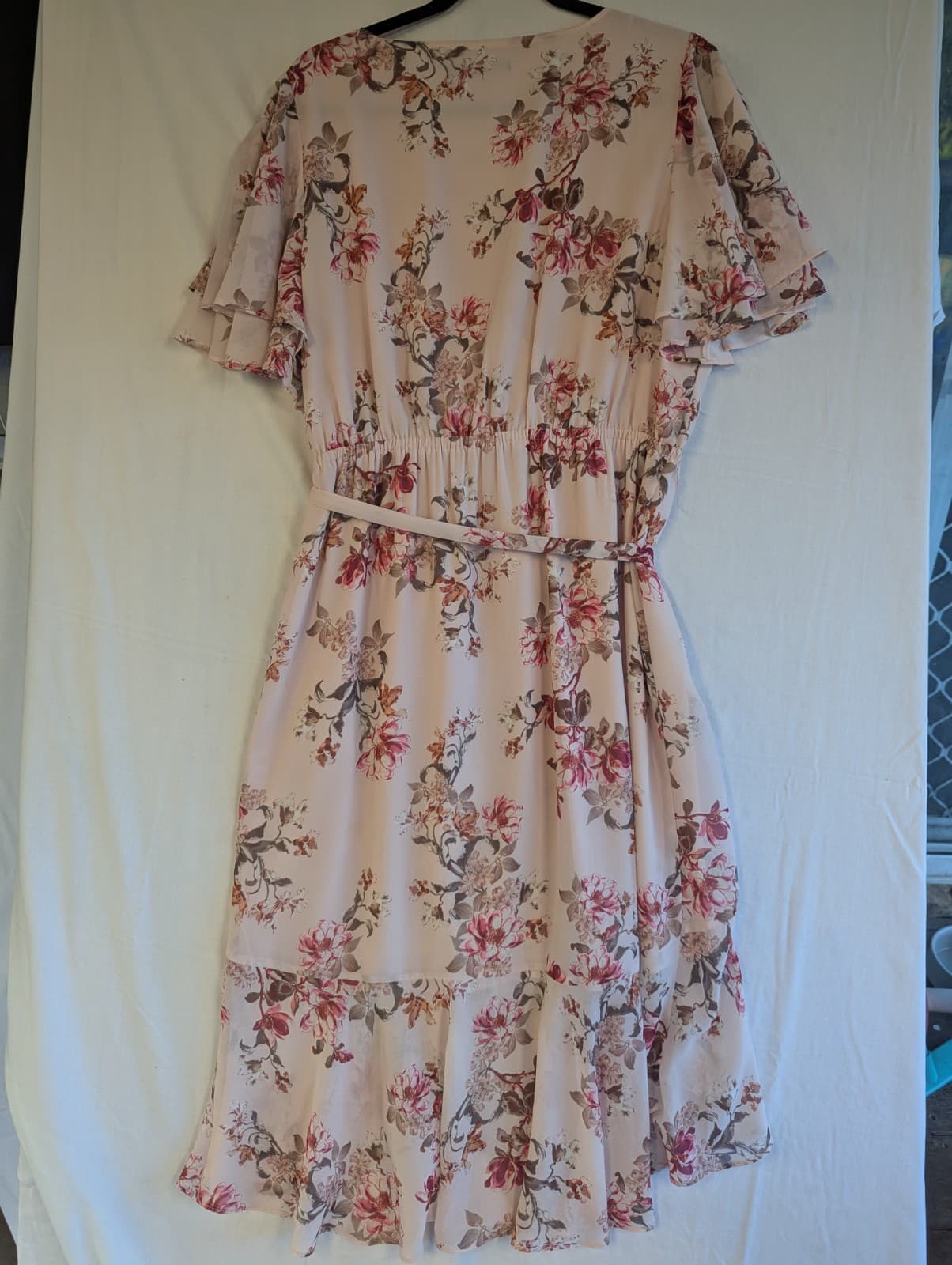 Portmans Dress Pink Floral Wrap Ruffle Cocktail Plus Size Aus 16 US 12 — photo 10 of 10