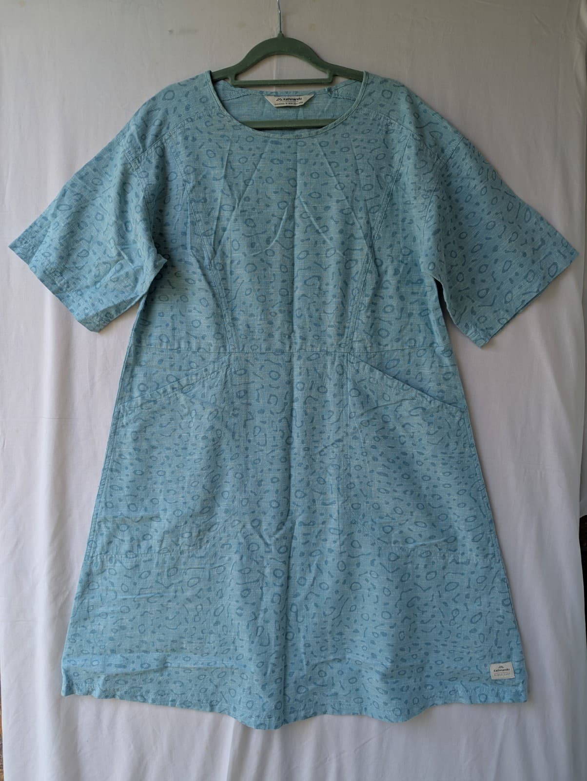 Kathmandu Dress Fits Aus 12 Us 8 Blue Hemp Cotton Shift Midi Casual Eco Fabric — photo 3 of 12