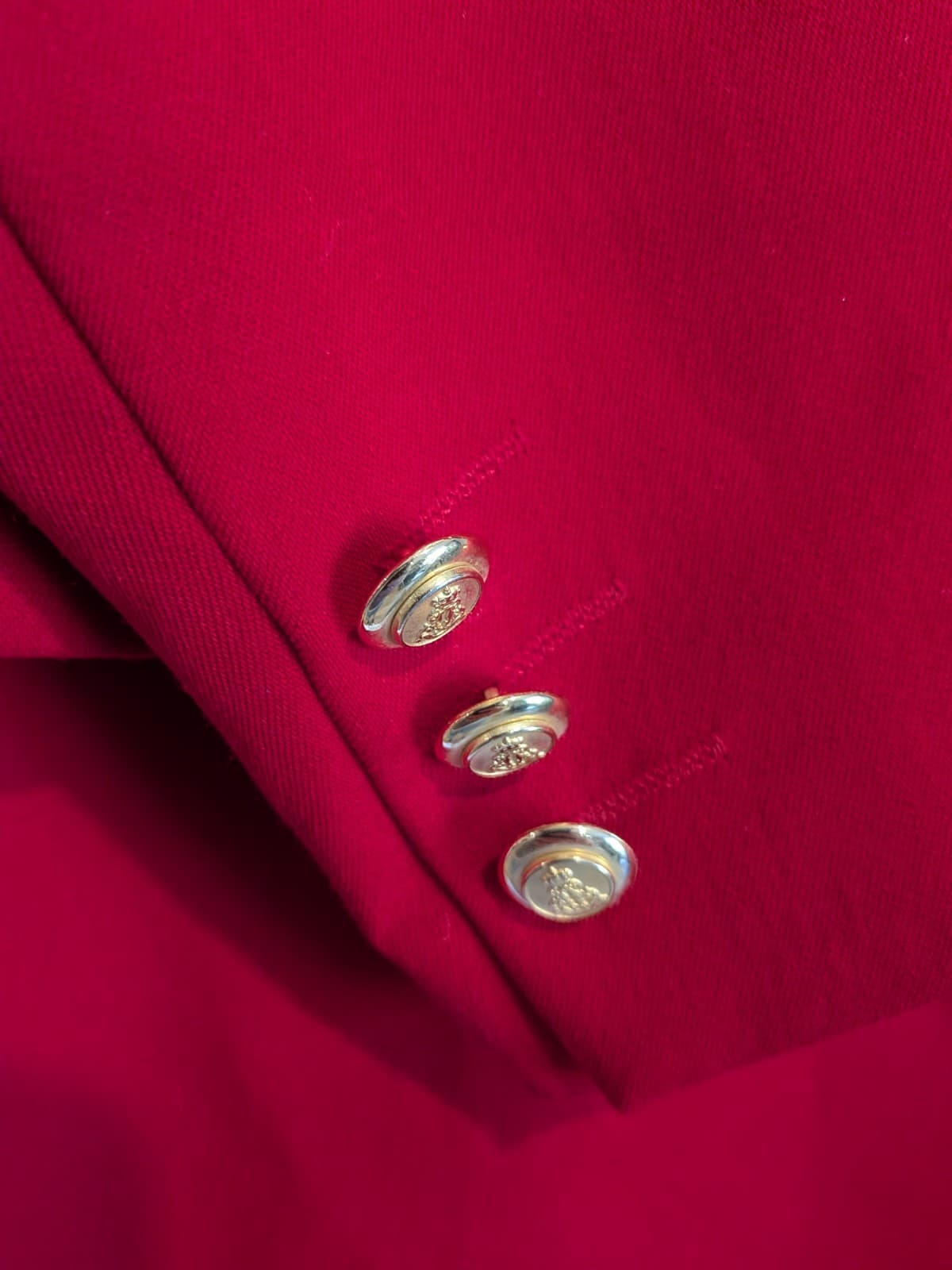 Vintage Marks Spencer Red Wool Blazer Gold Button Petite UK10 AUS8 Tailor — photo 11 of 13