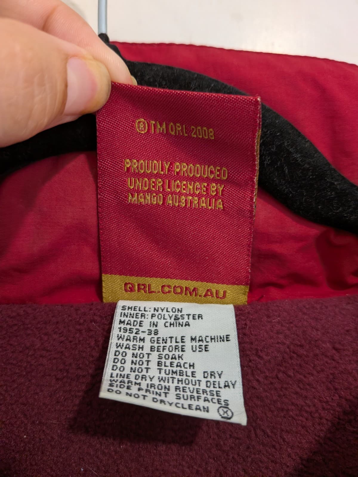 NRL QLD State Of Origin Jacket Mens L Maroons 2008 Vintage Football Winter Coat — photo 12 of 16