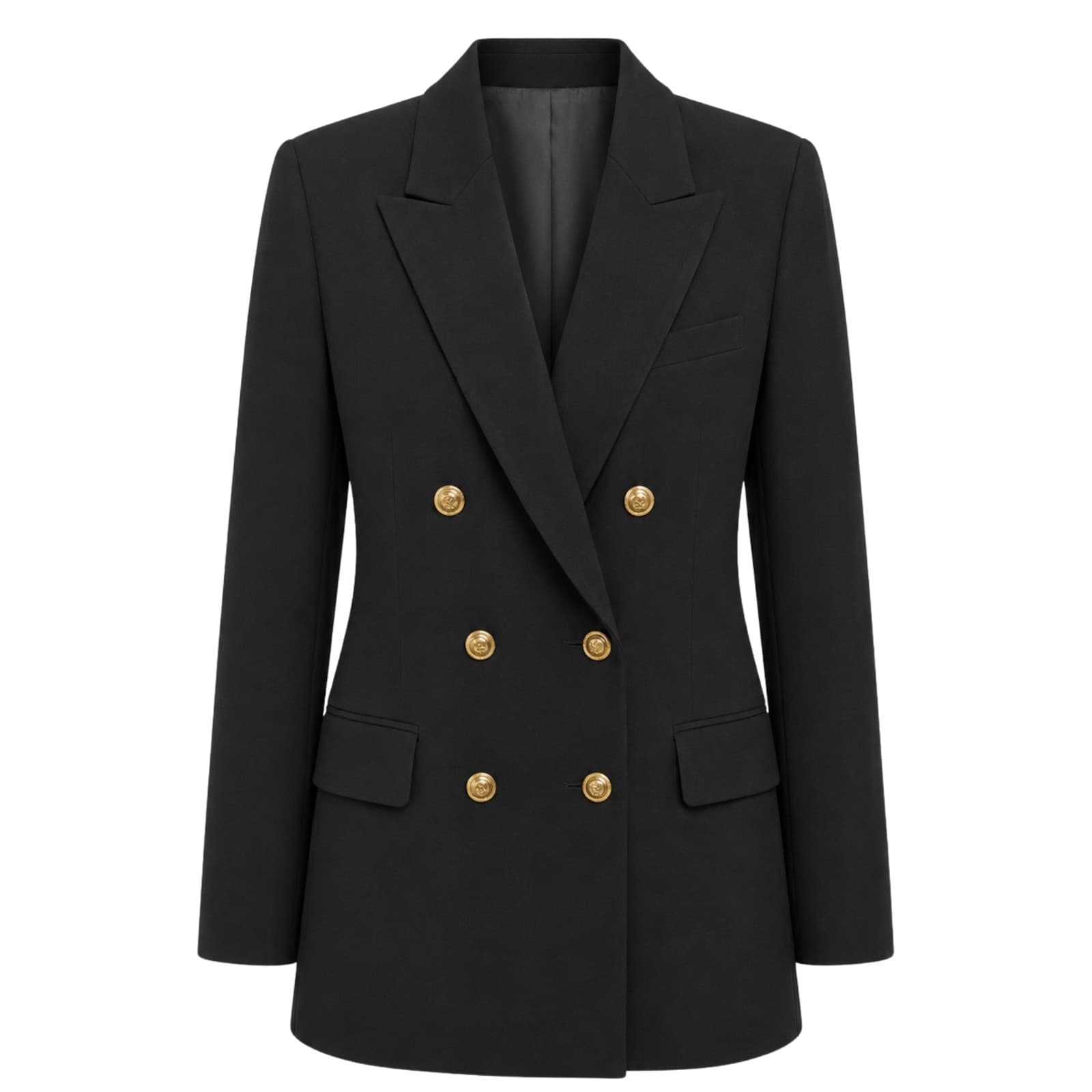 Vintage Marks Spencer Black Wool Blazer Gold Button UK 10 Double Breasted — photo 1 of 13