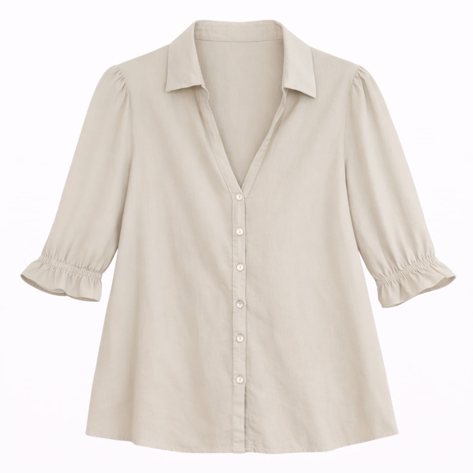 Sportsgirl Top Beige Linen Blend Puff Blouse Natural Boho Plus Size Aus 16 — photo 1 of 9