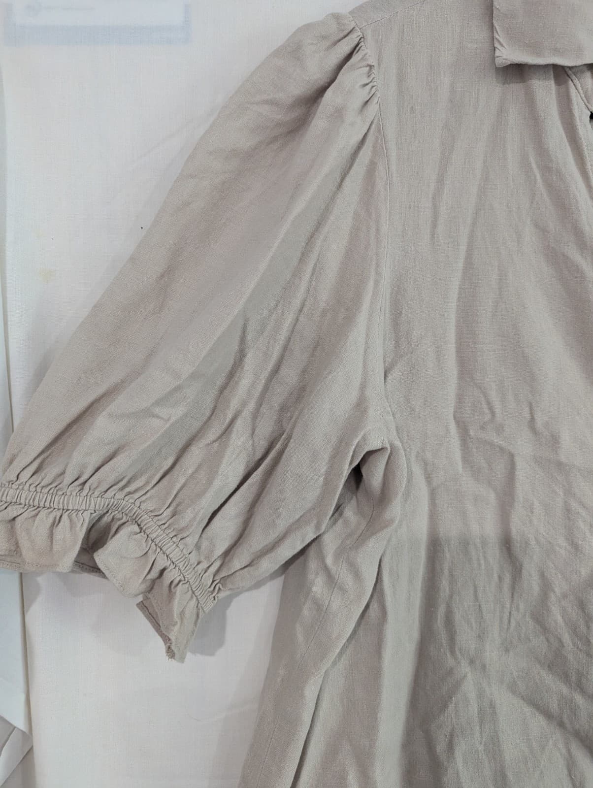 Sportsgirl Top Beige Linen Blend Puff Blouse Natural Boho Plus Size Aus 16 — photo 4 of 9