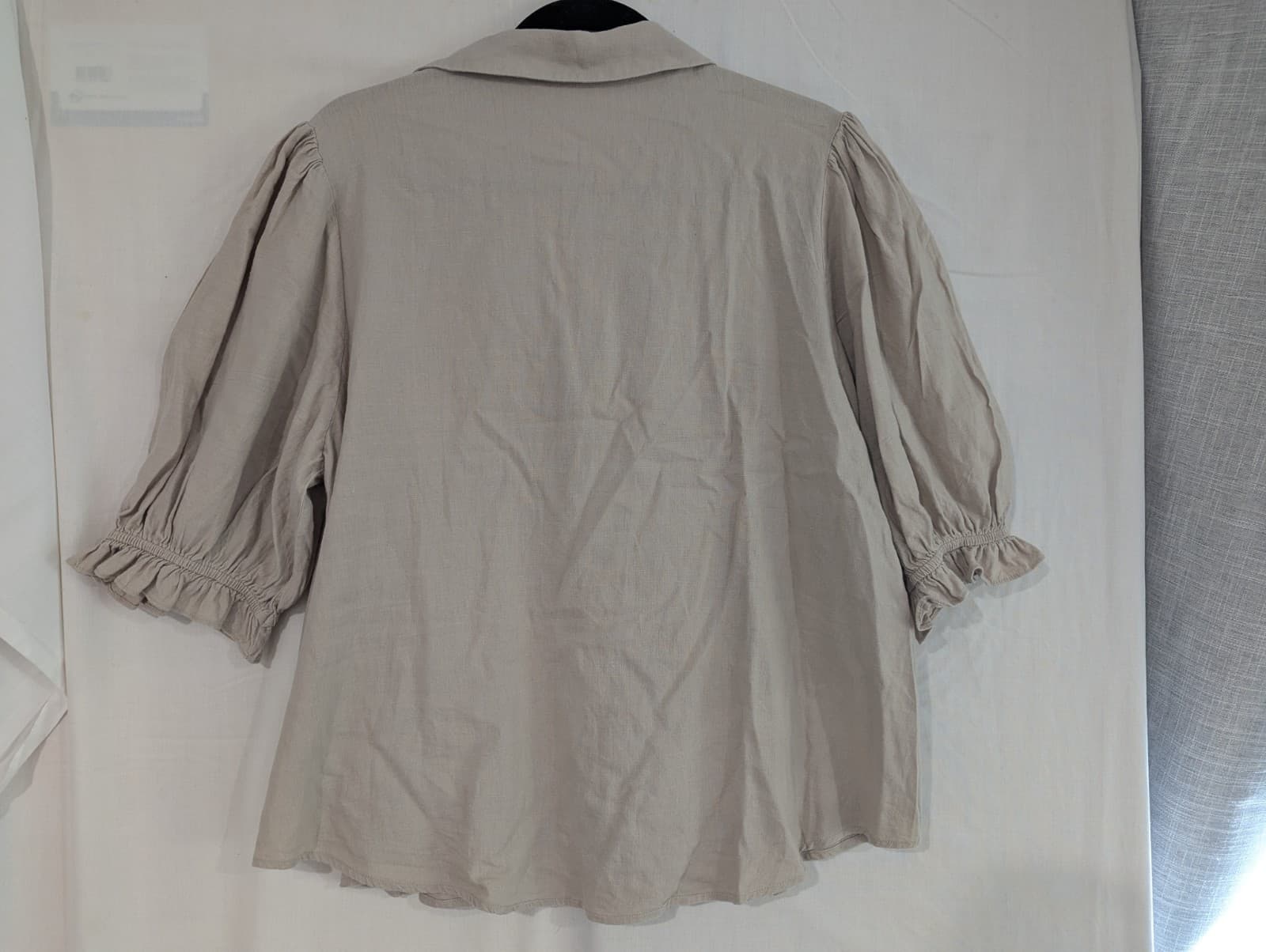 Sportsgirl Top Beige Linen Blend Puff Blouse Natural Boho Plus Size Aus 16 — photo 9 of 9