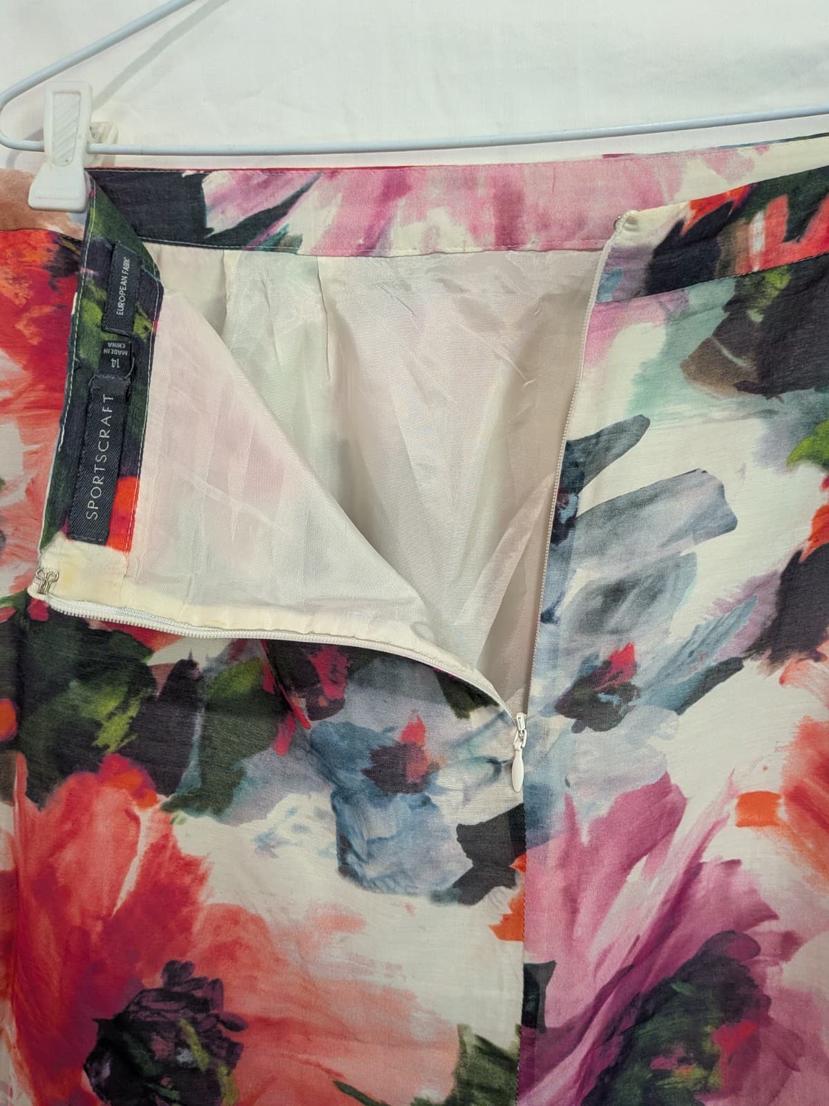 Sportscraft Floral Skirt Size 14 Watercolour Silk Blend Pencil Wedding Classic — photo 10 of 10