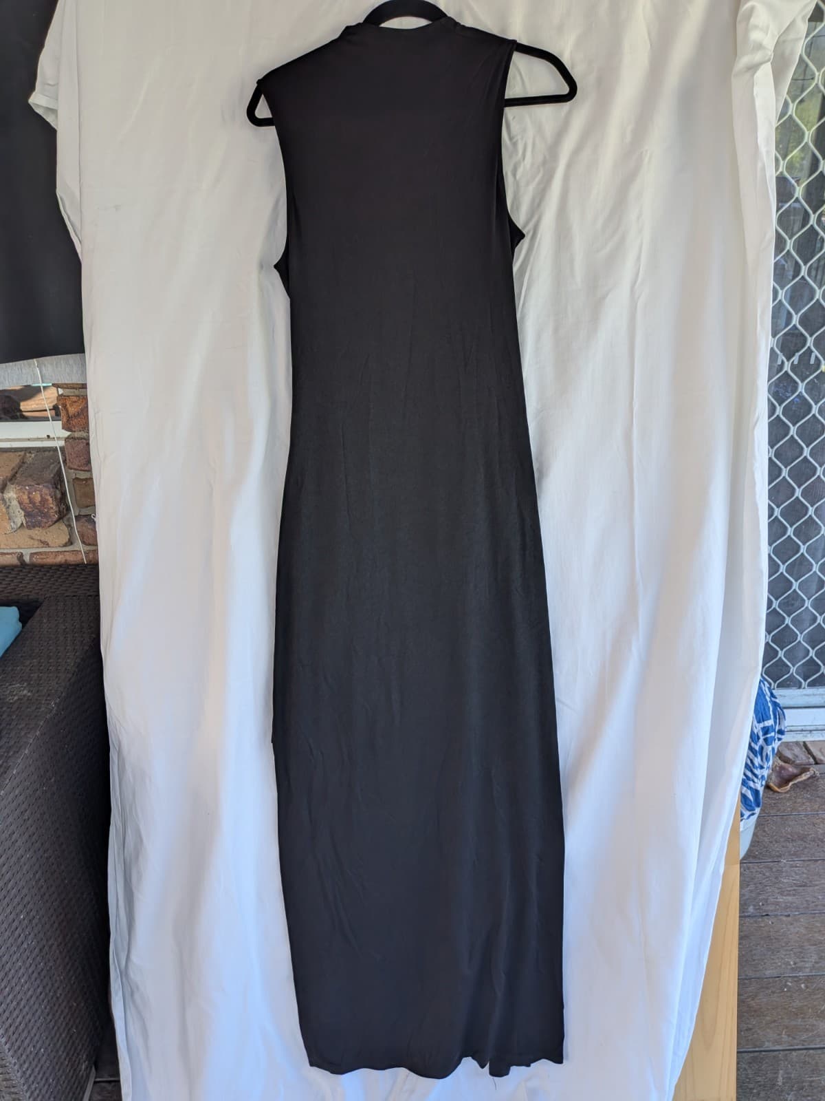 Cue Black Draped Maxi Dress Cowl Neck Ruched High Low Cocktail Formal Size 12 — photo 10 of 11