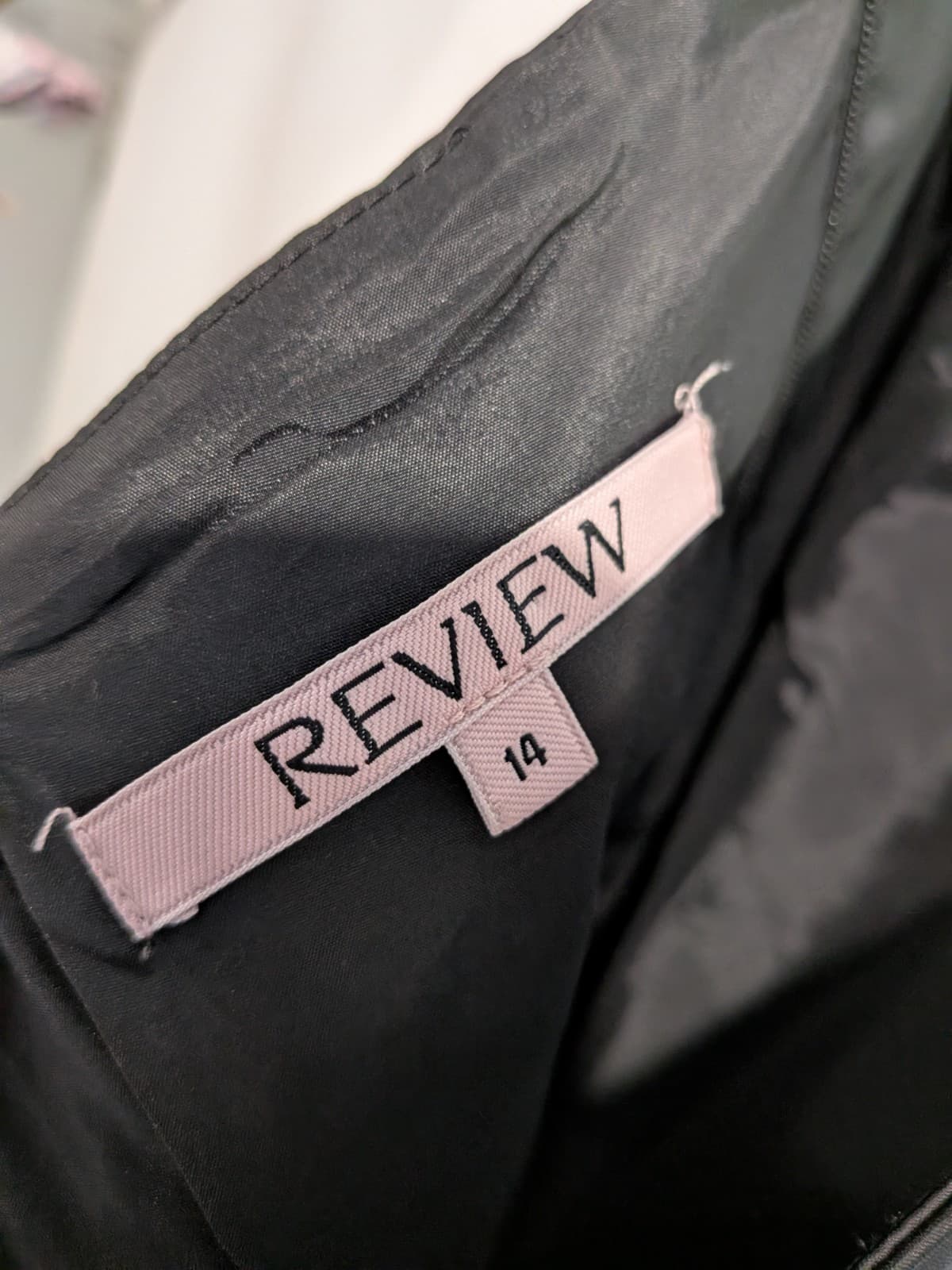 Review Dress One Shoulder Cocktail Black Satin Rosette Formal Y2K Wedding Sz 14 — photo 10 of 10