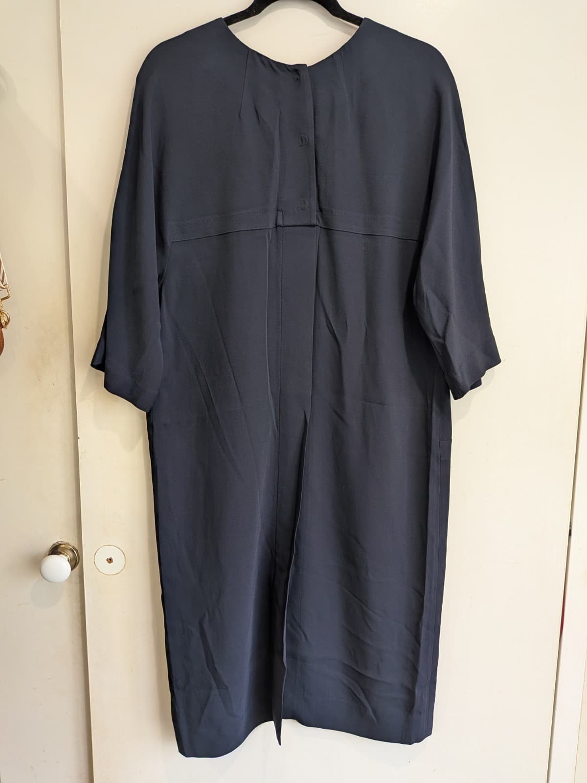 Scanlan Theodore Navy Cocoon Pocket Midi Dress Size 10 Dolman Sleeve Viscose — photo 7 of 12