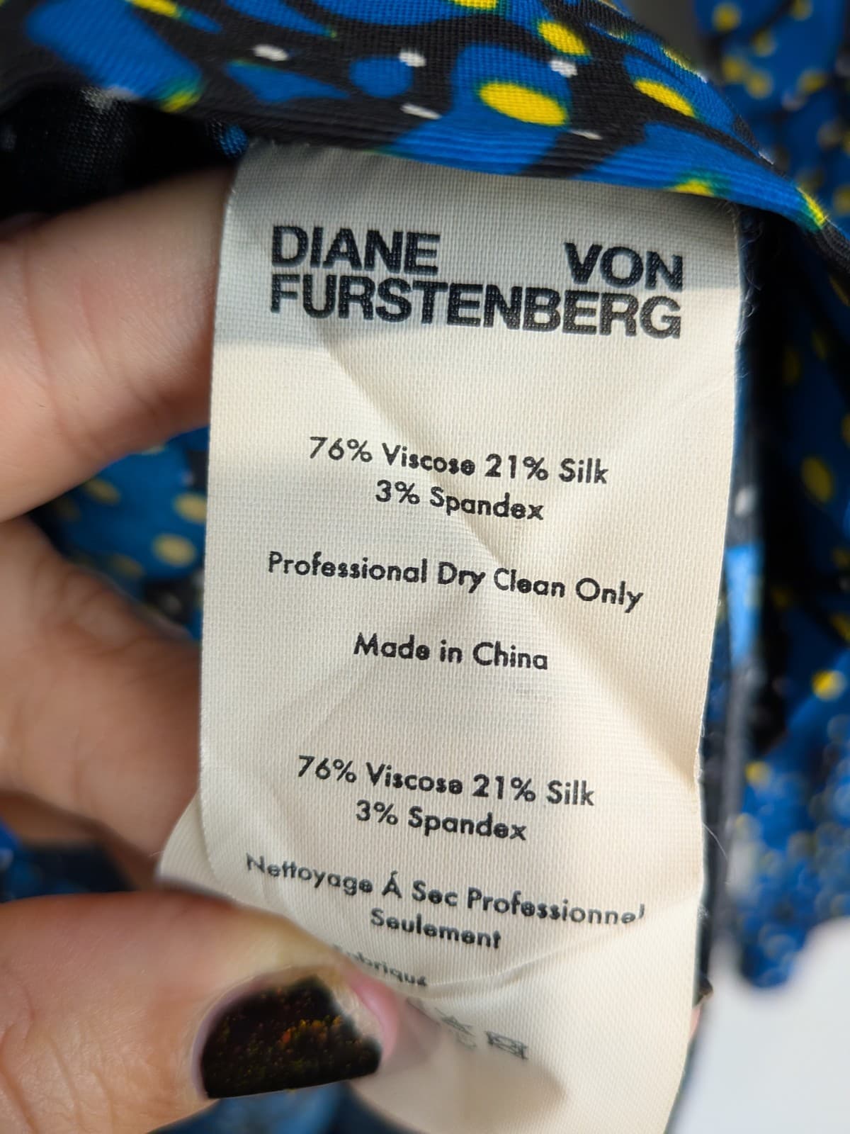 Diane Von Furstenberg Floral Fit Flare Mini Dress Silk Blend Size 12 Blue — photo 6 of 9