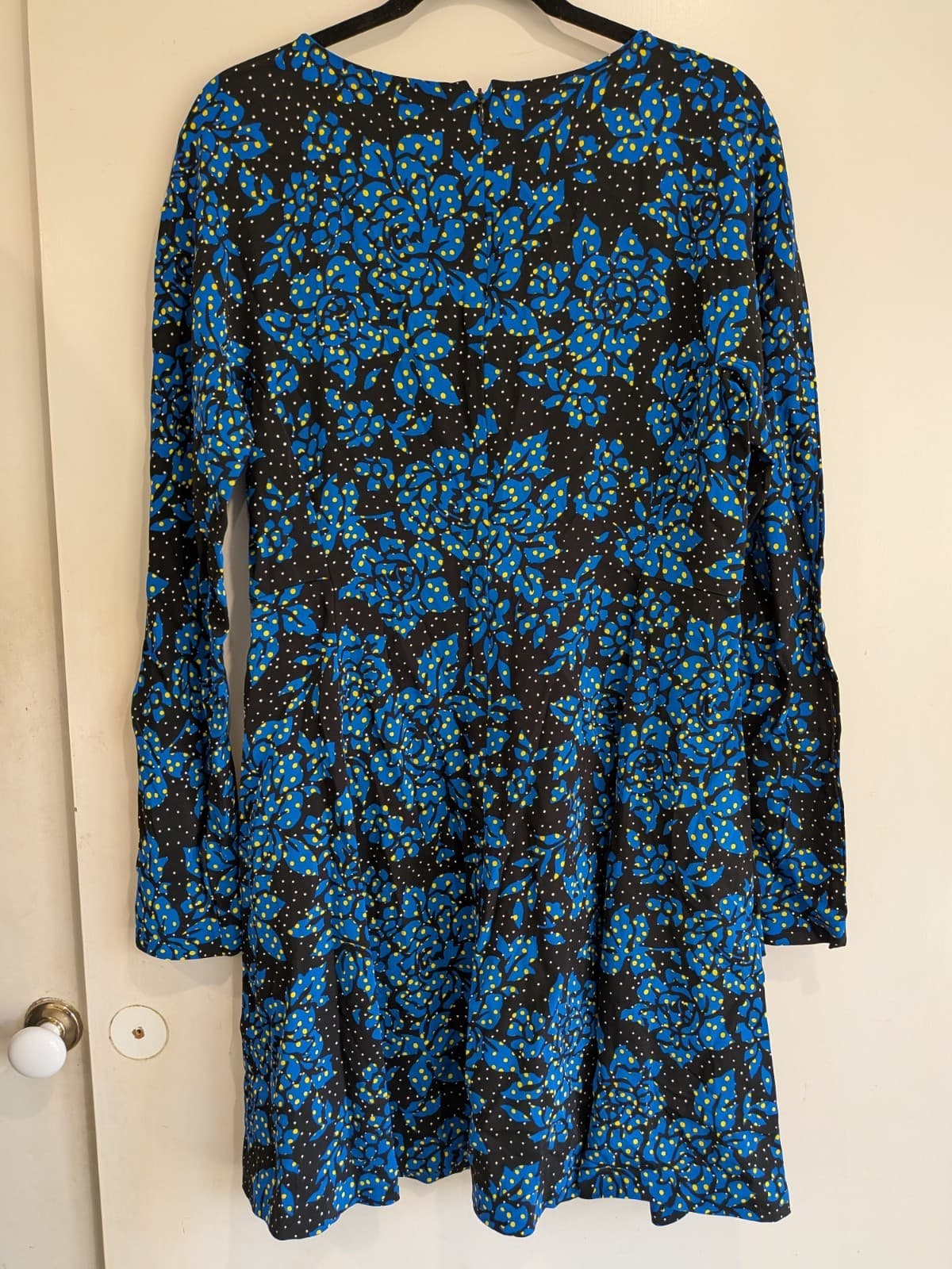 Diane Von Furstenberg Floral Fit Flare Mini Dress Silk Blend Size 12 Blue — photo 8 of 9