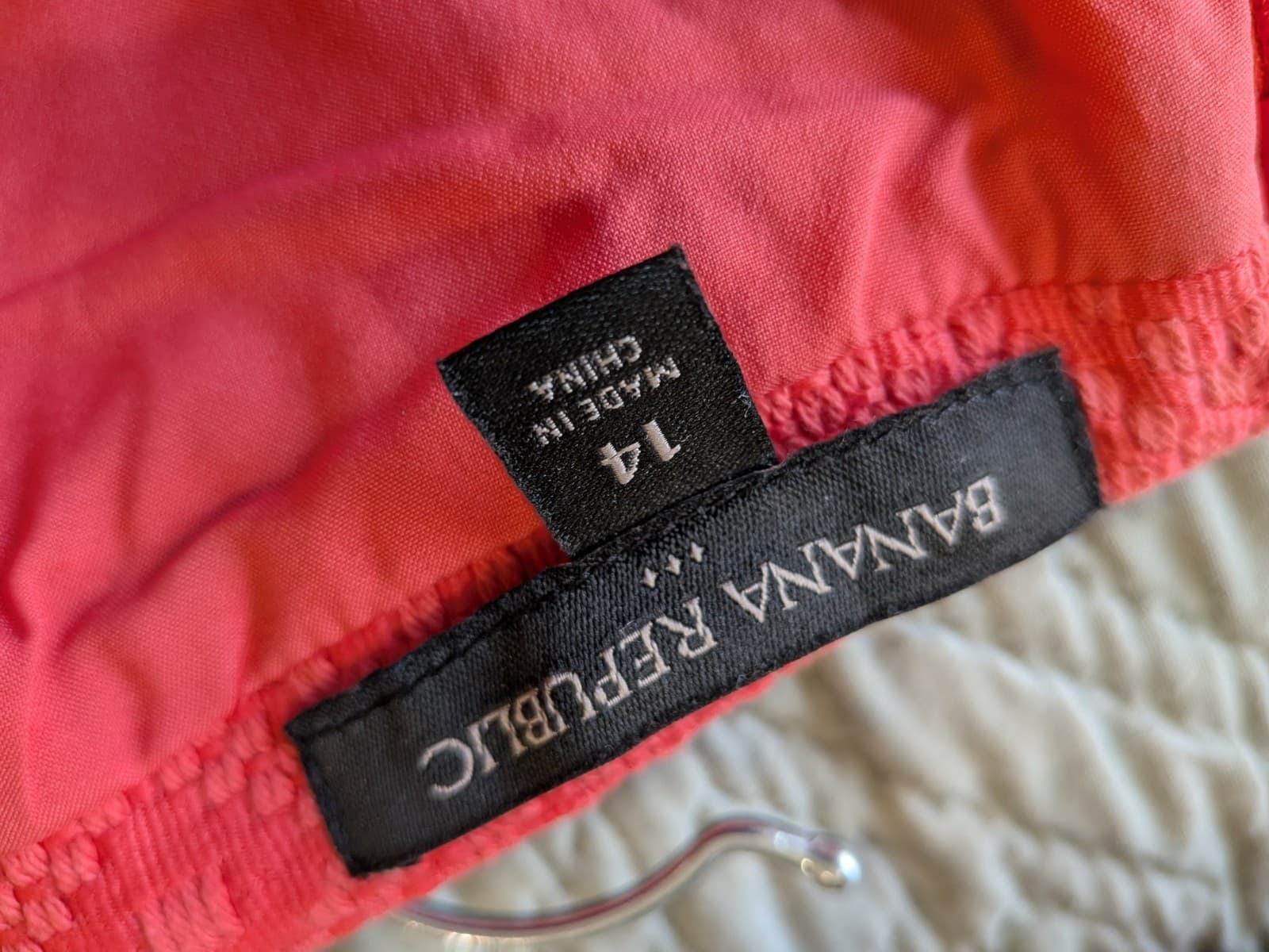 Banana Republic Coral Textured Pencil Skirt Cotton Blend Size 14 Office Career — photo 8 of 8