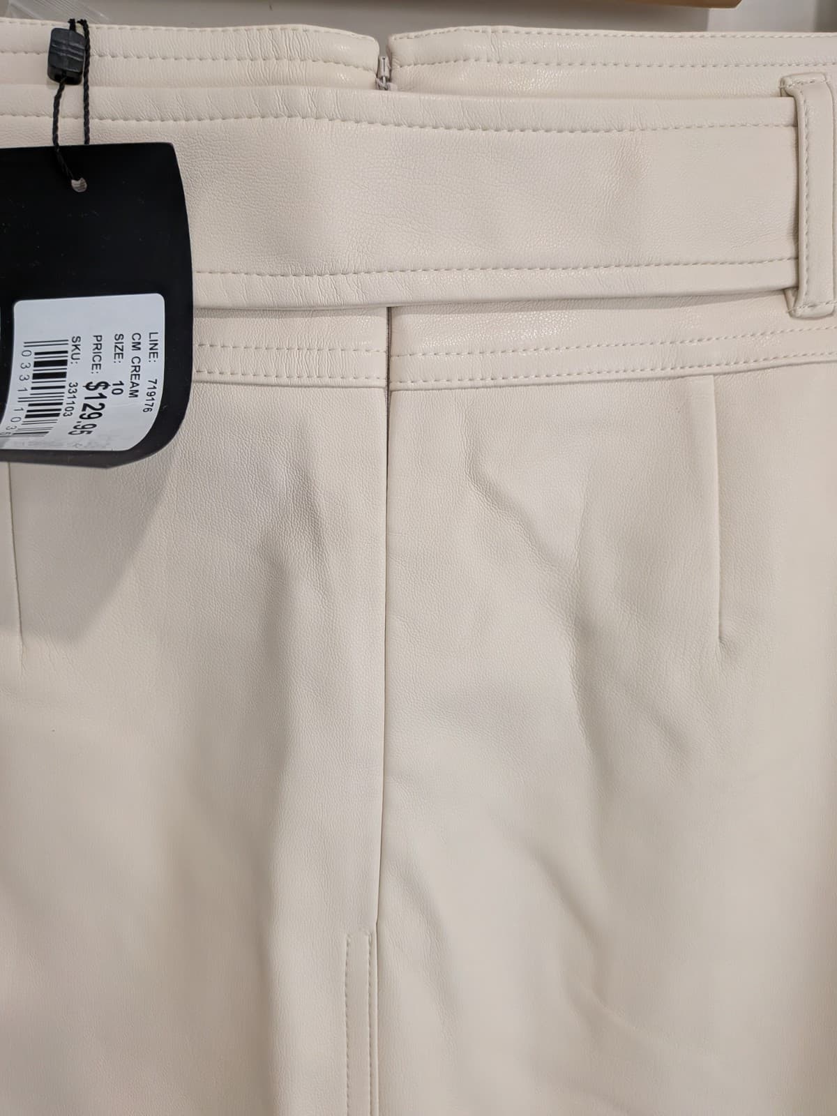 Portmans Cream Faux Leather Midi Skirt Belted A Line High Waist Size 10 BNWT — photo 9 of 11