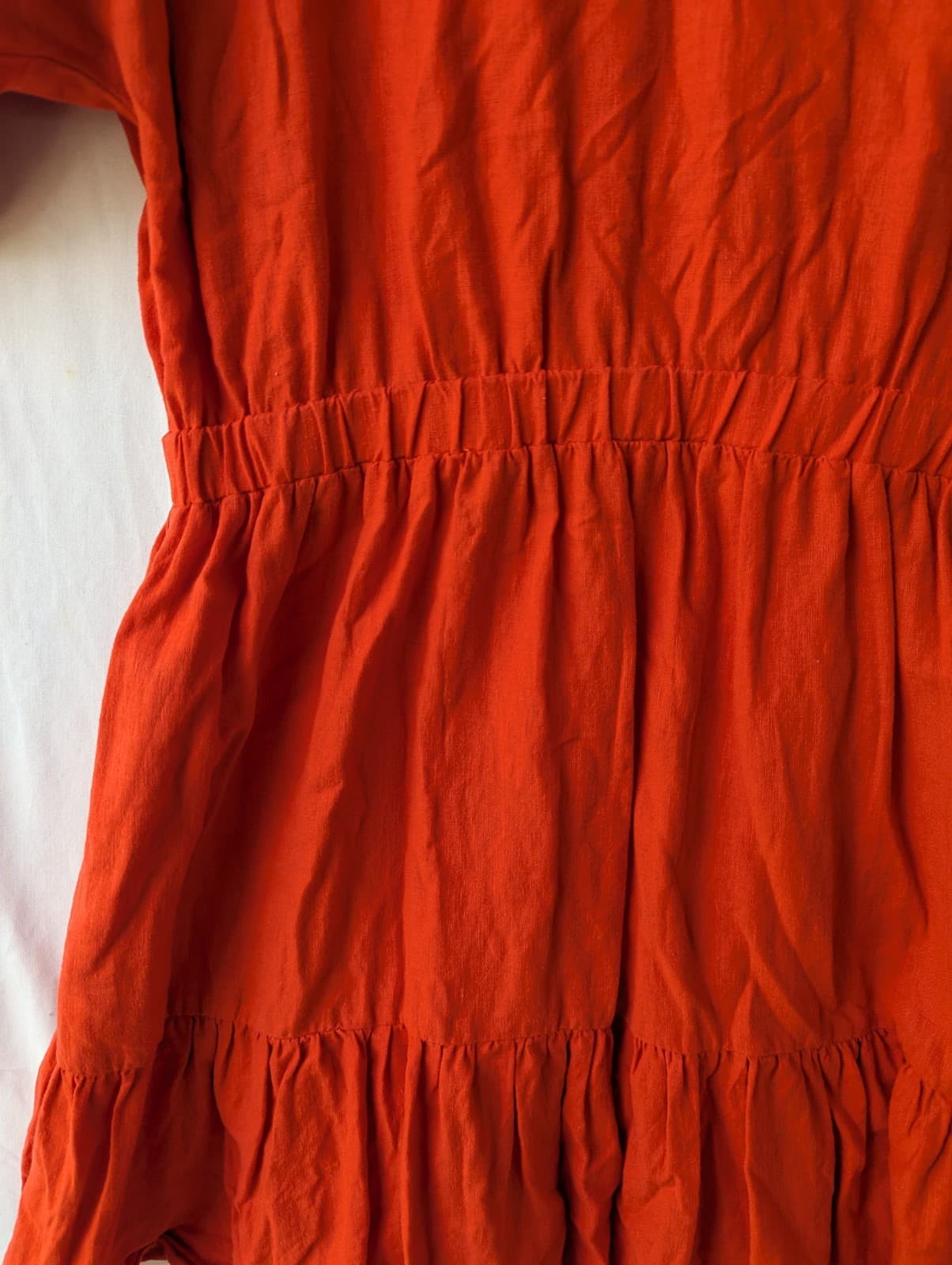Sportsgirl Dress Orange Linen Puff Sleeve Tiered Mini Plus Size AU 16 US 12 — photo 11 of 12