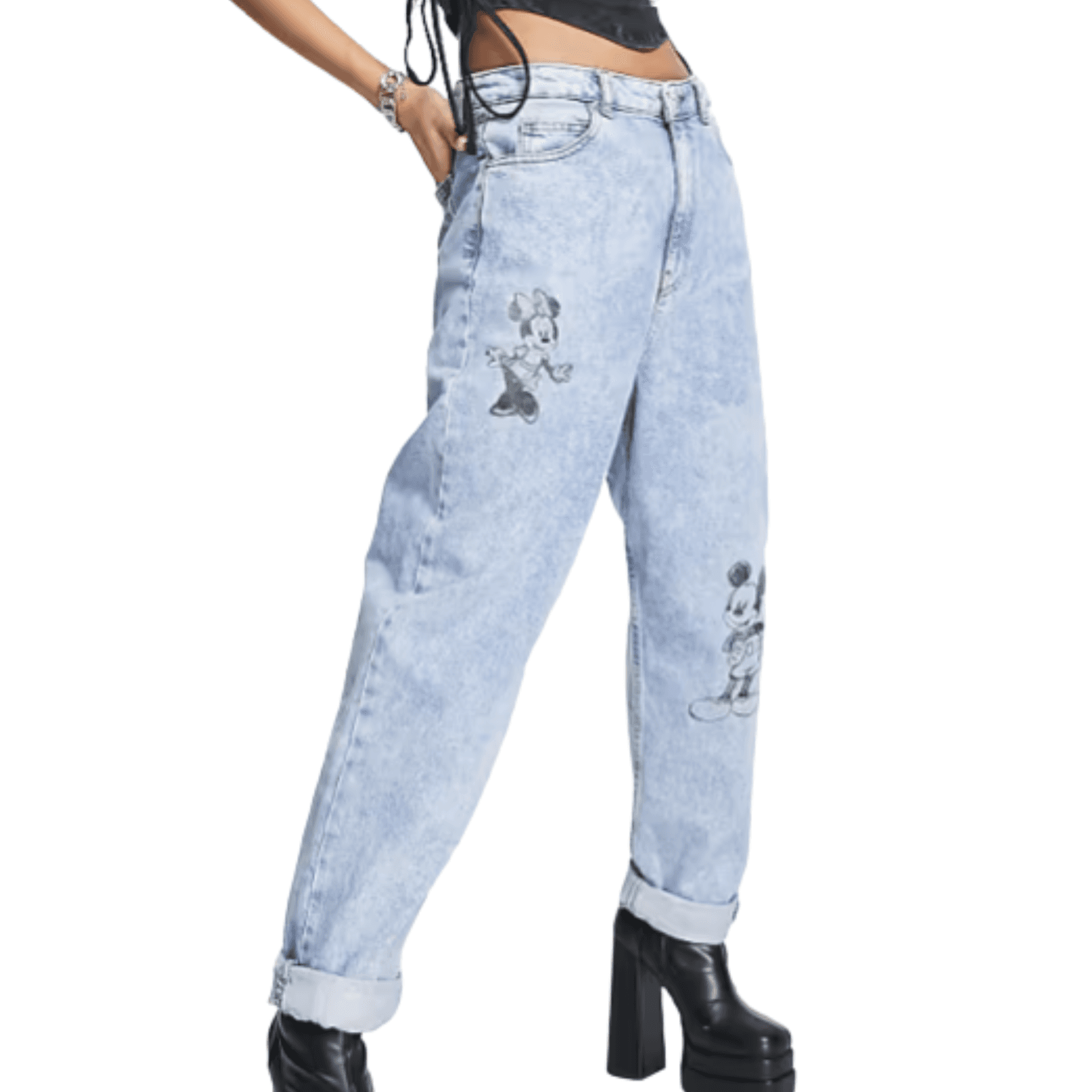 ASOS Design Womens Mom Jeans Size 28x30 Blue Denim High Waist Disney Punk AUS 10 — photo 1 of 14