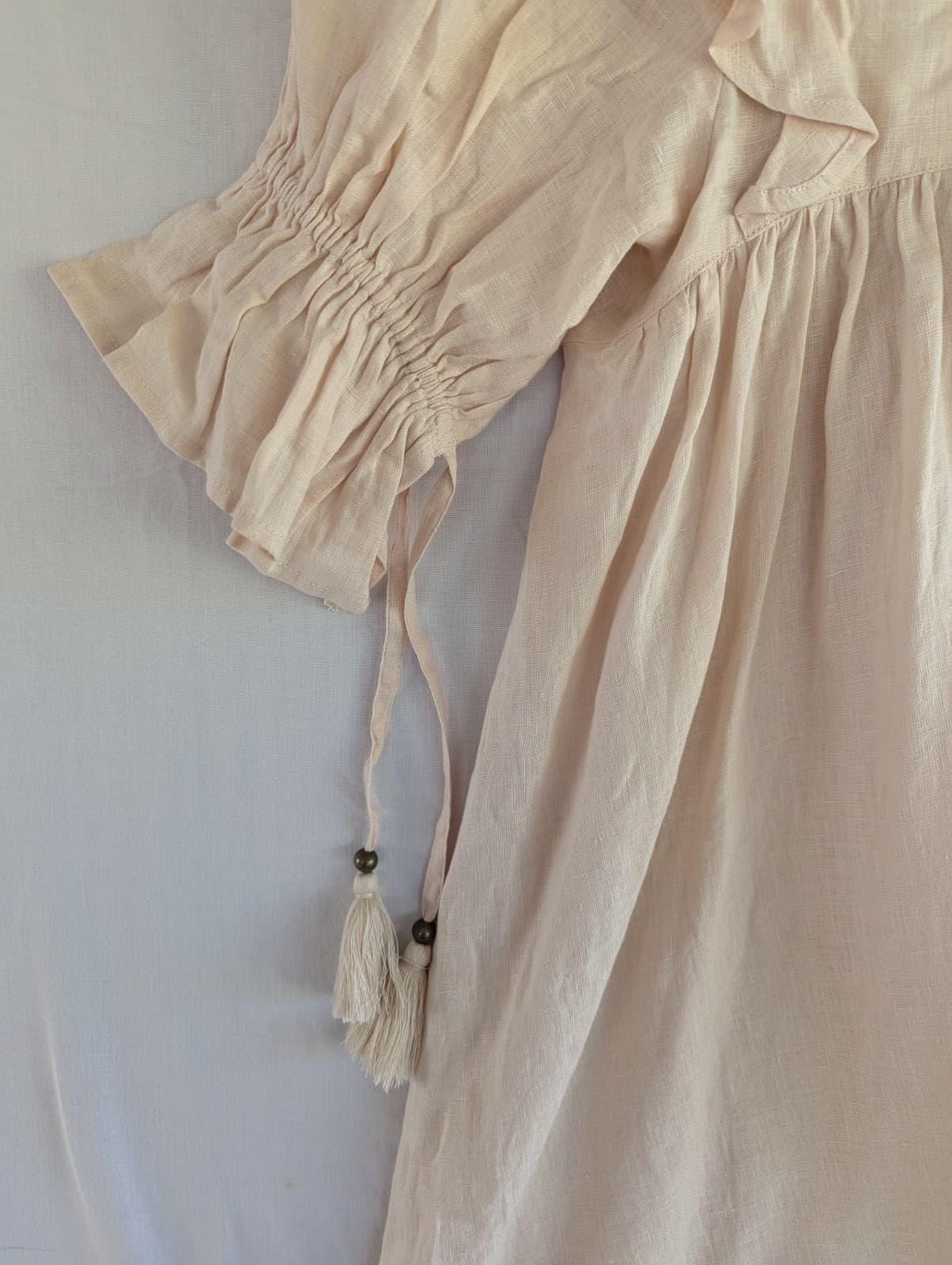 Spell & The Gypsy Dress Linen Mini White Boho Puff Resort Beach Size S AUS 8 10 — photo 5 of 13