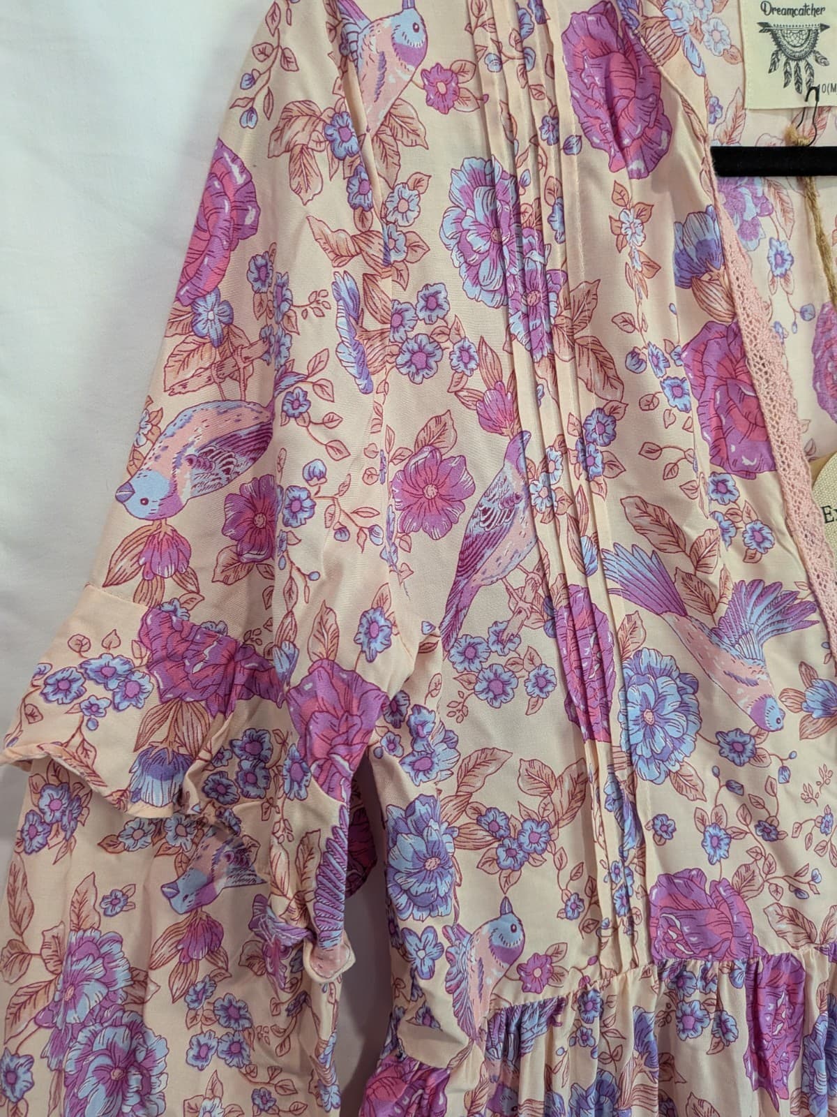 Dreamcatcher Boho Mini Dress Pink Floral Cottagecore Beach AUS 10 Festival NWT — photo 6 of 13